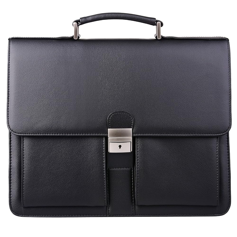 Jack&Chris Mens New PU Leather Attache Briefcase Traditional Messenger