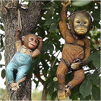 Amazon.co.jp: 彫刻 置物・オブジェ 像樹脂ジャングル猿ぶら下げ動物像