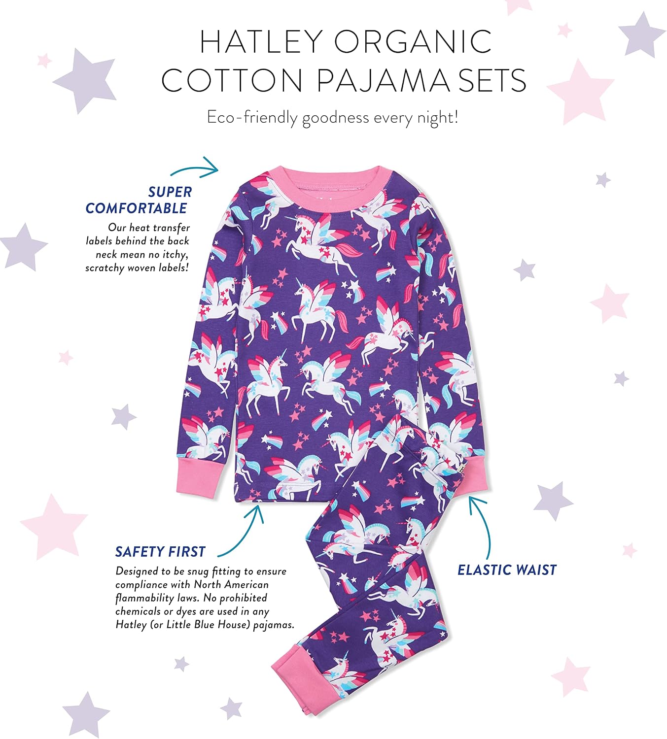 Hatley girls Organic Cotton Long Sleeve Printed Pajama Set