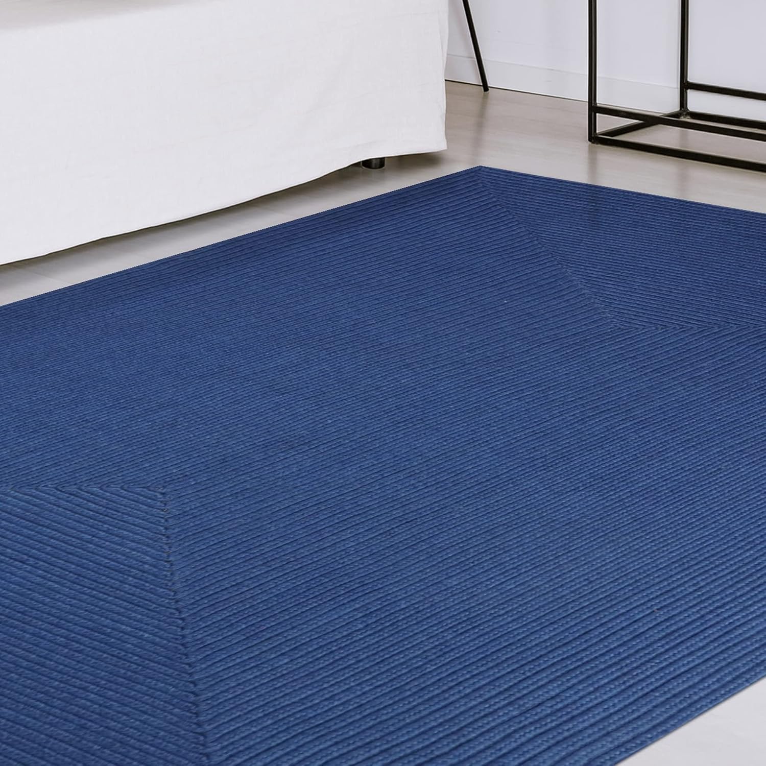 Superior Indoor/Outdoor Area Rug, Reversible Braided Floor Decor for Living Room, Kitchen, Patio, Front Porch, Modern Boho Farmhouse Rugs, Hardwood, Bedroom Accessories, 8' x 10', Denim Blue
