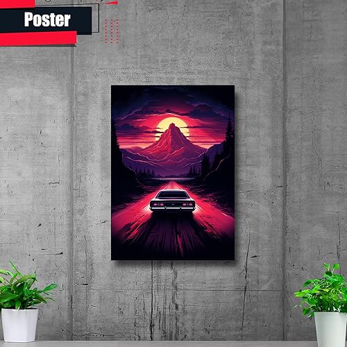 Miniatura 2 de Unique Synthwave Style Retro Art, 80s style art, framed poster print, guest room art, cool living room art, Framed Art Decor, poster Prints