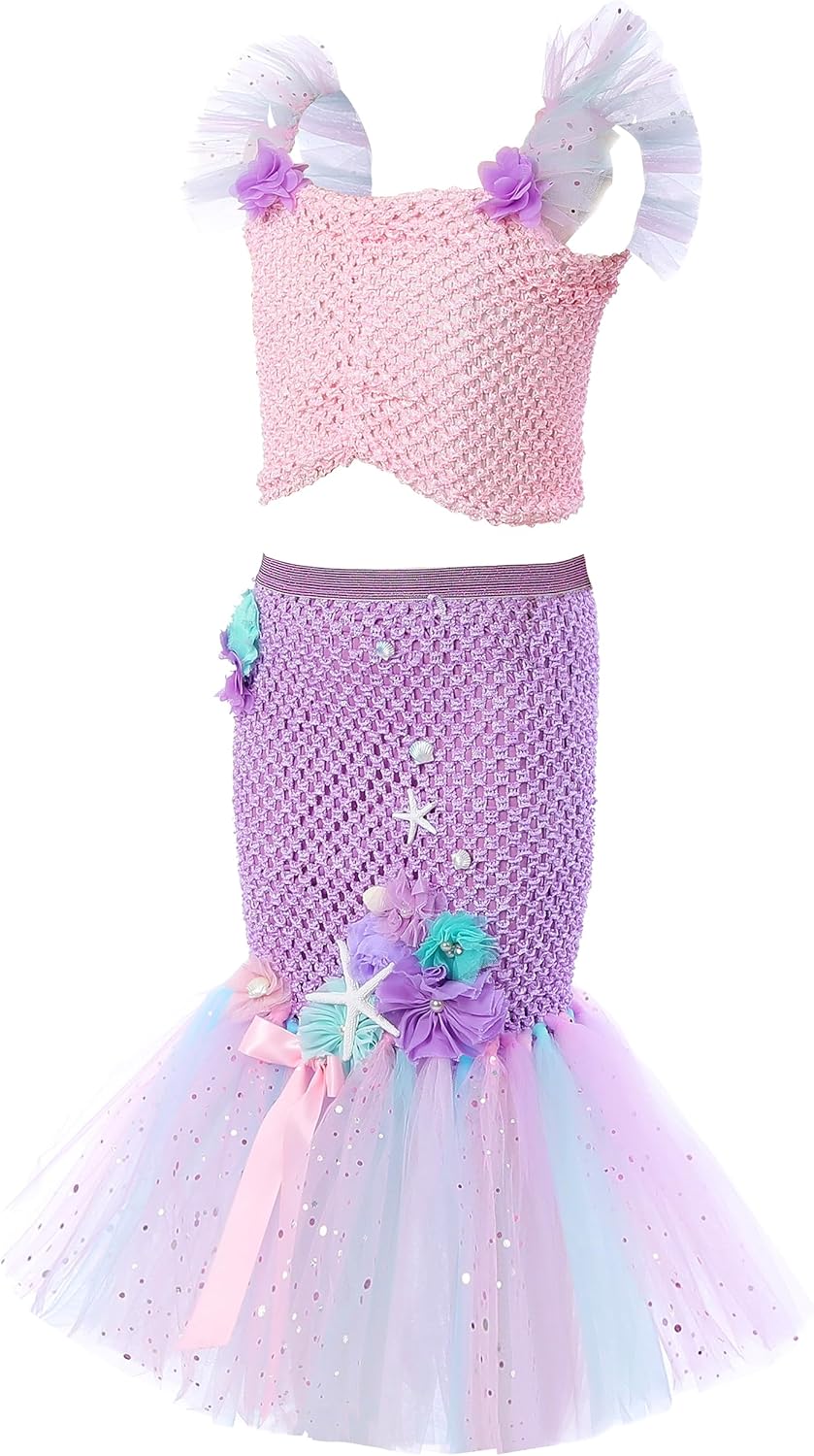 Tutu Dreams Mermaid Dress Outfit for Girls Birthday Halloween Party Dress Up Clothes Gifts