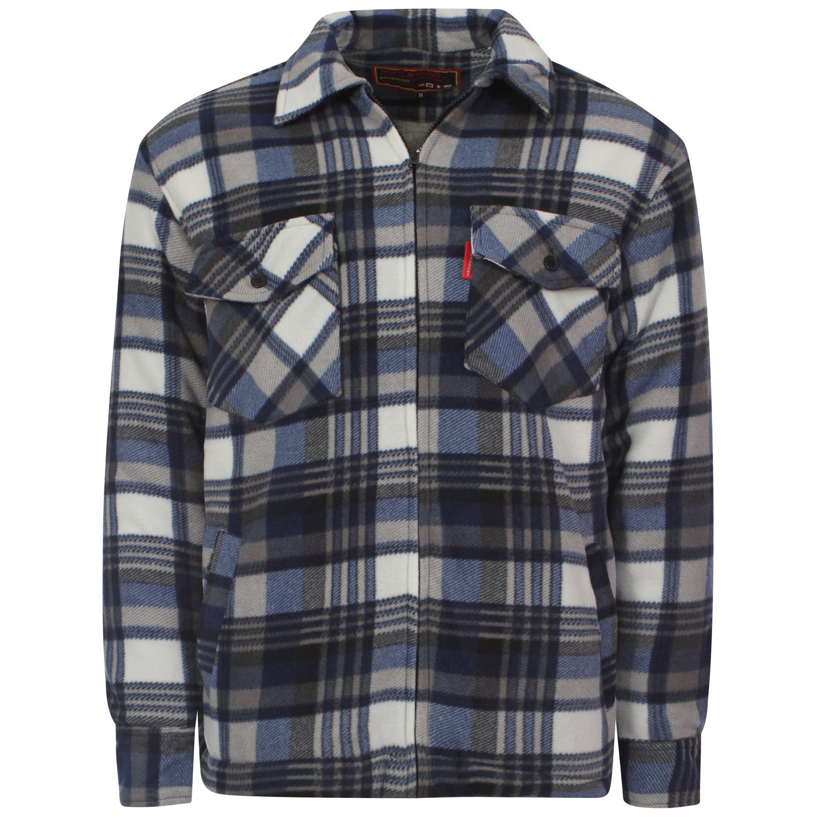 High Mountain New Men's Fleece Sherpa Lined Lumberjack Padded Check Shirts (X- Large, Blue Check)