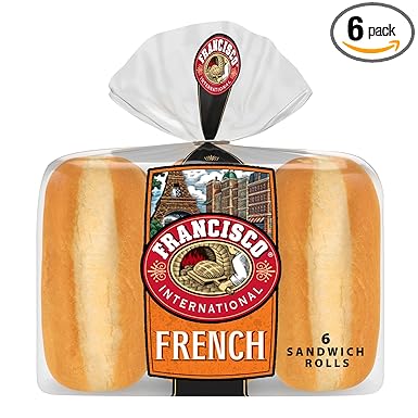 Francisco French Sandwich Rolls, 6 Count, (3.08 oz Each), White Sandwich Rolls, 18.5 oz Bag