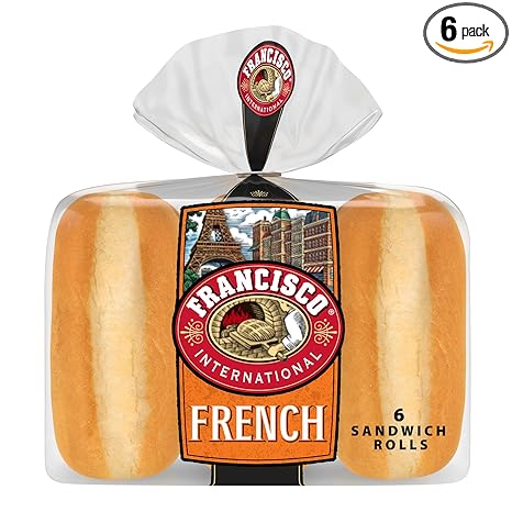 Francisco French Sandwich Rolls, 6 Count, (3.08 oz Each), White Sandwich Rolls, 18.5 oz Bag