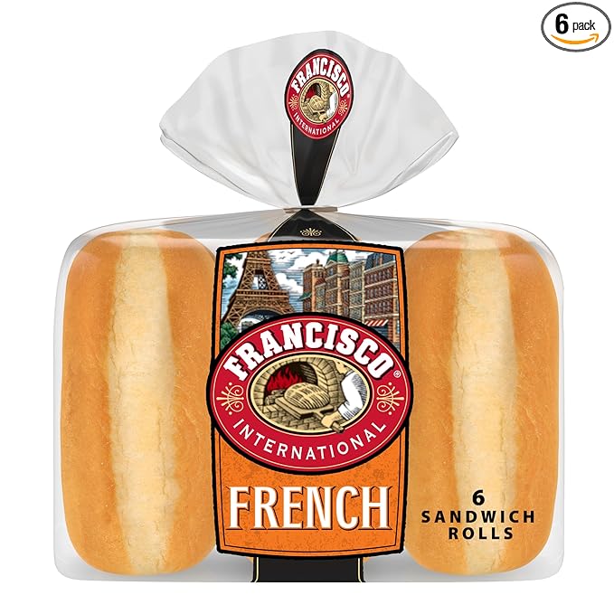 Francisco French Sandwich Rolls, 6 Count, (3.08 oz Each), White Sandwich Rolls, 18.5 oz Bag