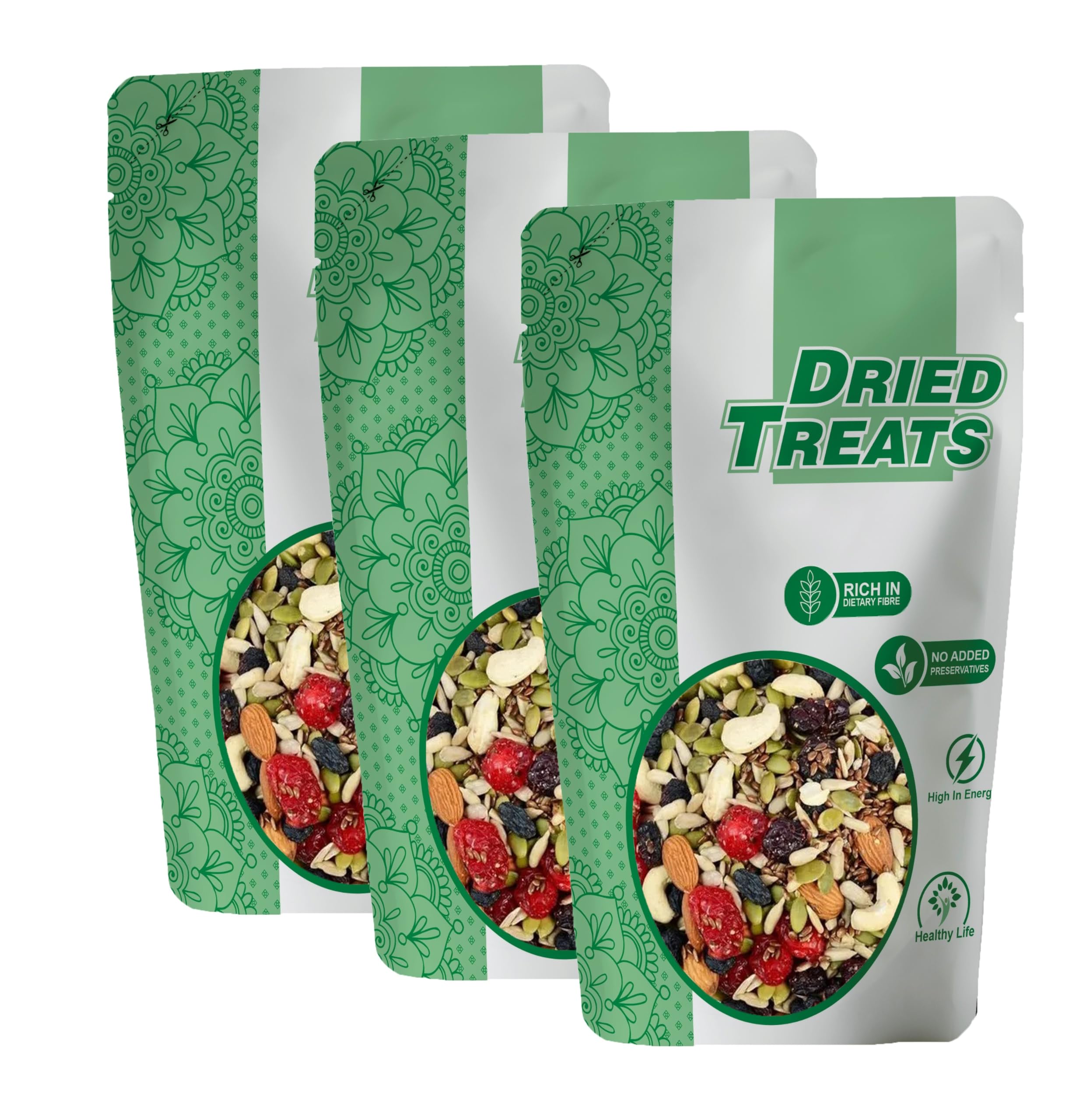 Dried Treats Dried Fruits Nuts And Seeds (Dried Trail Mix/Breakfast, 600g (3x200g))-image-44