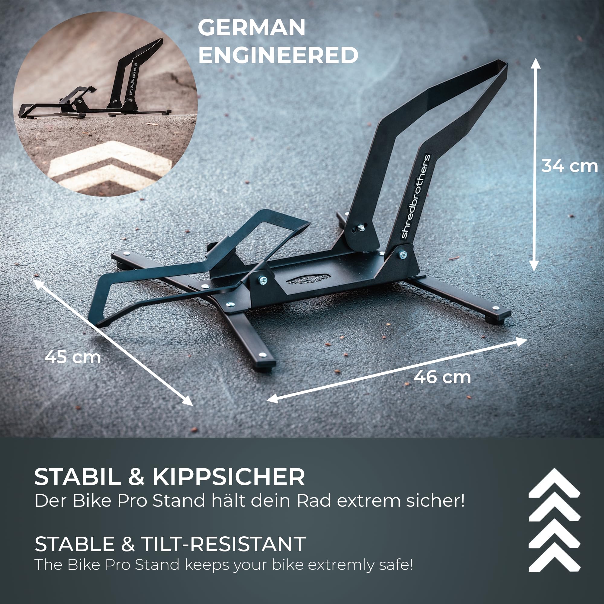 Fahrradständer Boden für E-Bike & MTB – Massiver Fahrradständer freistehend, 40 kg Traglast, 26–29 Zoll, bis 3,0 Zoll Reifenbreite – stabiler Fahrradhalter für Garage