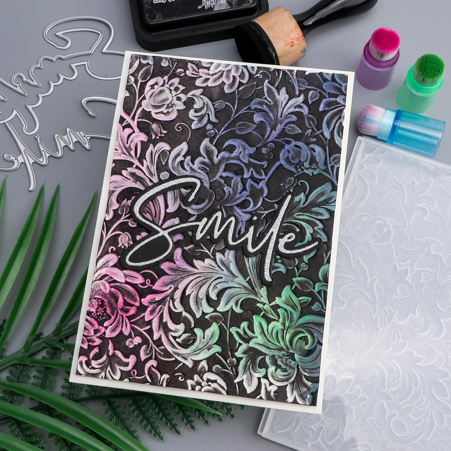 Briartw 3D Embossing Folder for Card Making Adding Textured Detail to Paper Crafting 6.3x4.5inch Clear Texture Plate Perfect for Heavyweight Cardstock (≥250gsm/92lb),Flowers Texture Template