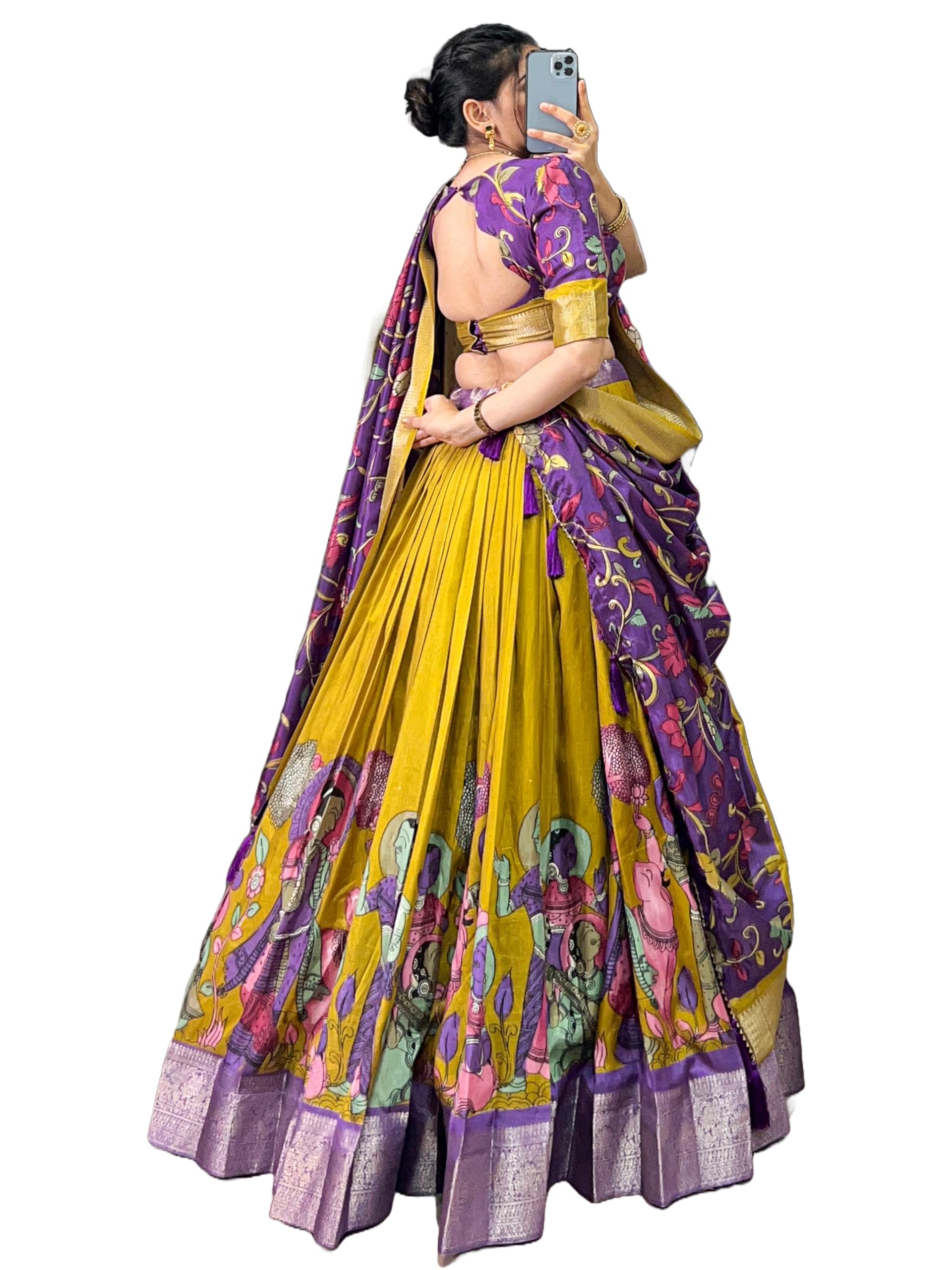 welk fashion WELK Elegant Floral Printed Tussar Silk Lehenga Choli Set for Women-picture-36