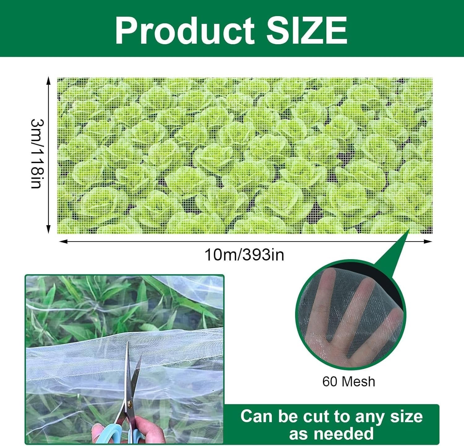 Filet Anti Insecte 3 x 10 m,Filet Anti Insecte Potager à Mailles Serrées, Stabilisé aux UV et Perméable à l'eau,pour Protéger Les Arbres Fruitiers et Les Légumes des Insectes ，3PCS