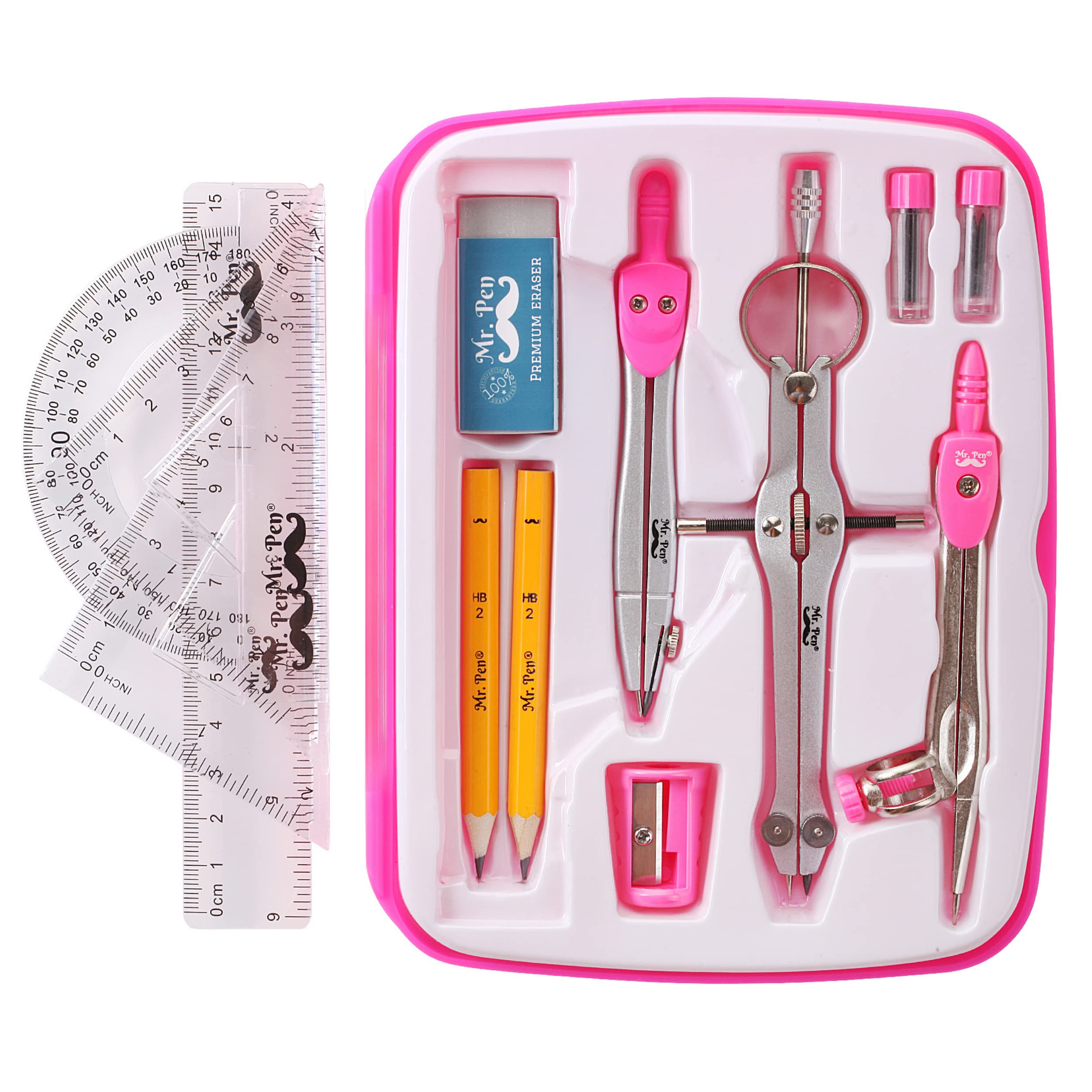 Buy Mr. Pen Geometry Set, 13 pcs, Compass for Geometry, Protractor Set