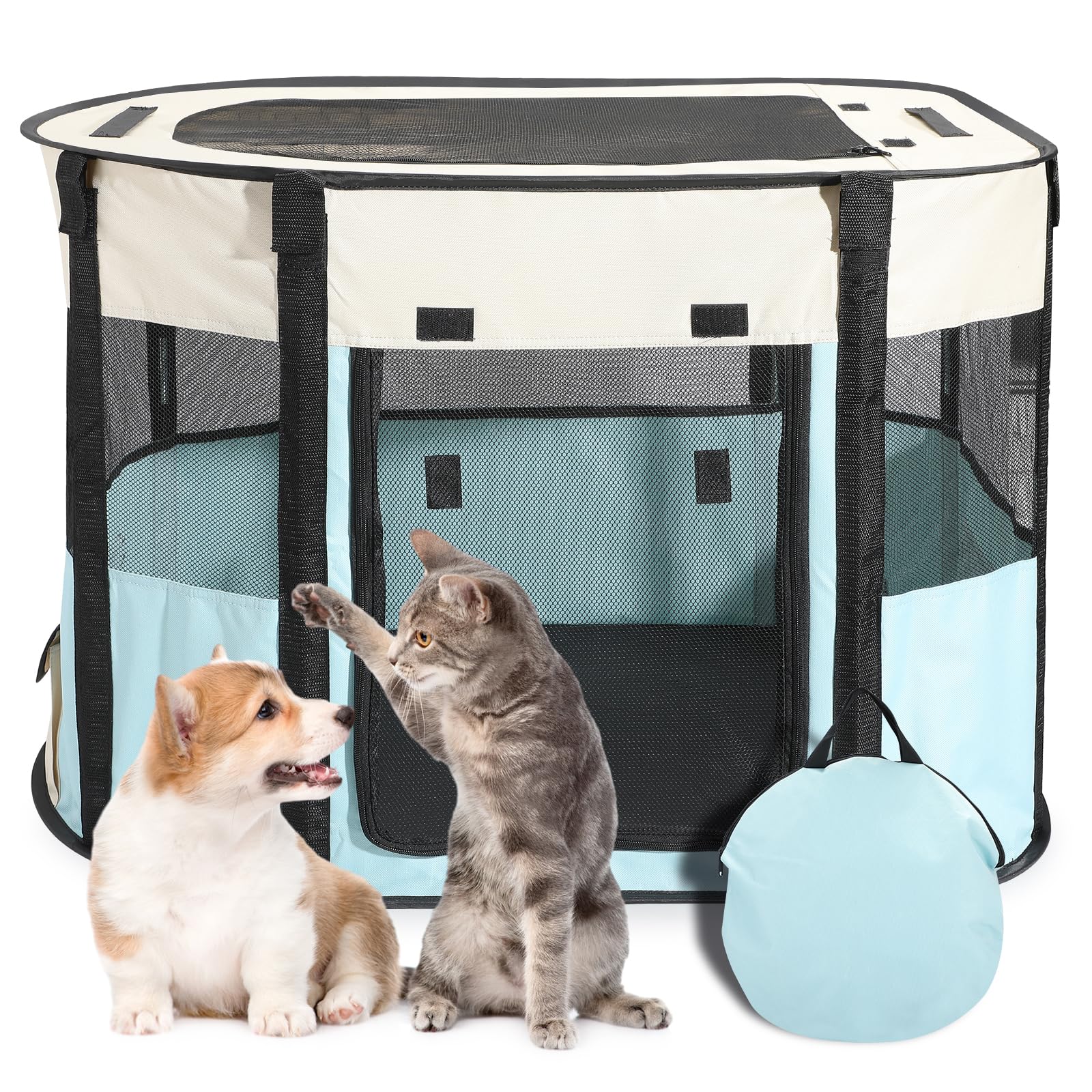 ondware Portable Cat Playpen - cat doors steps nets and pens | Mubboo
