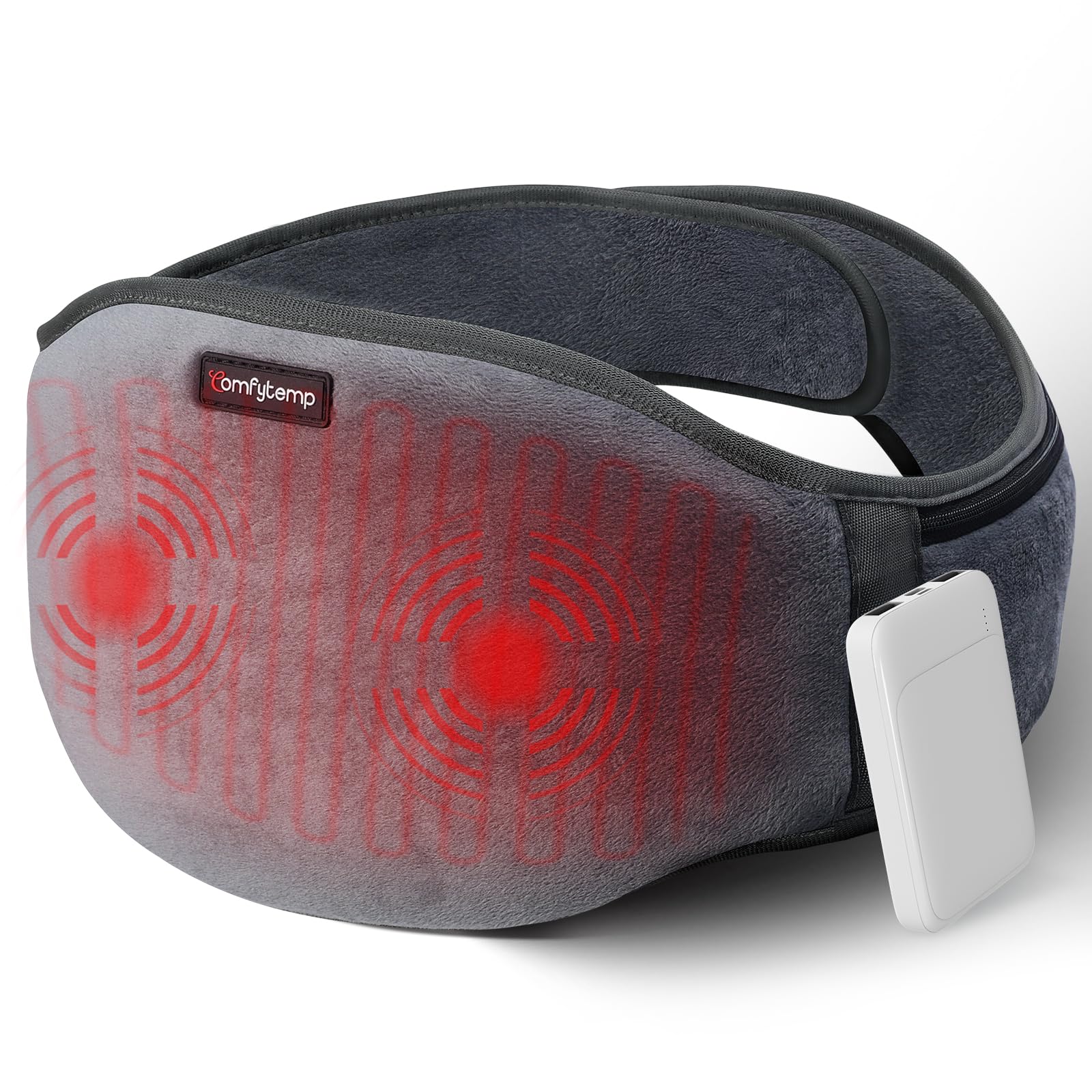 Comfytemp Fascia Lombare Riscaldamento,3 Livelli di Temperatura 3 Massaggio a Vibrazione Termoforo Lombare, Fascia Riscaldante Lombare con spegnimento automatico, per Schiena Spalle Addome