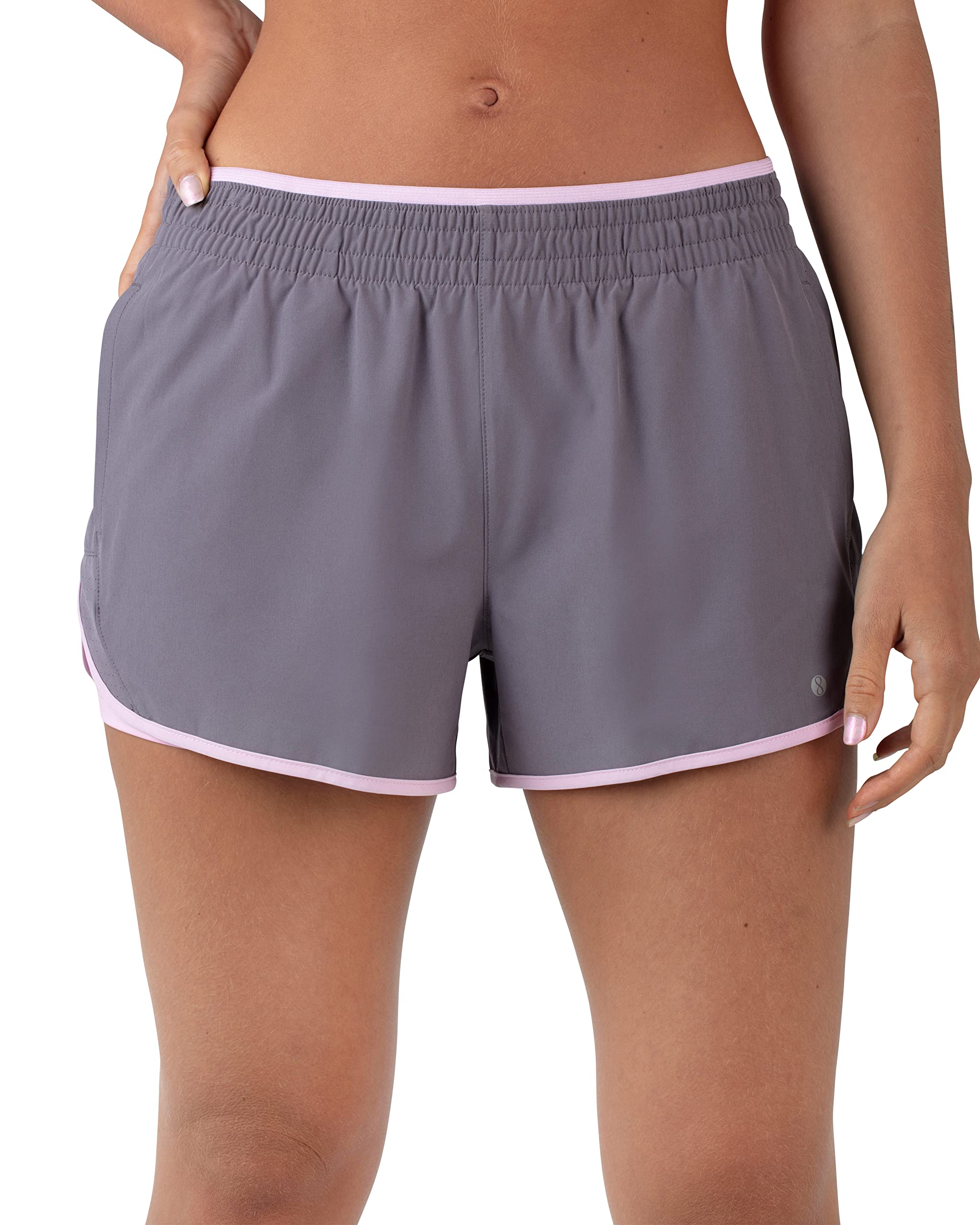 Layer 8Women's Knit and Woven Quick Dry Two in One Running Yoga Work Out Short with Compression Shorts Underneath