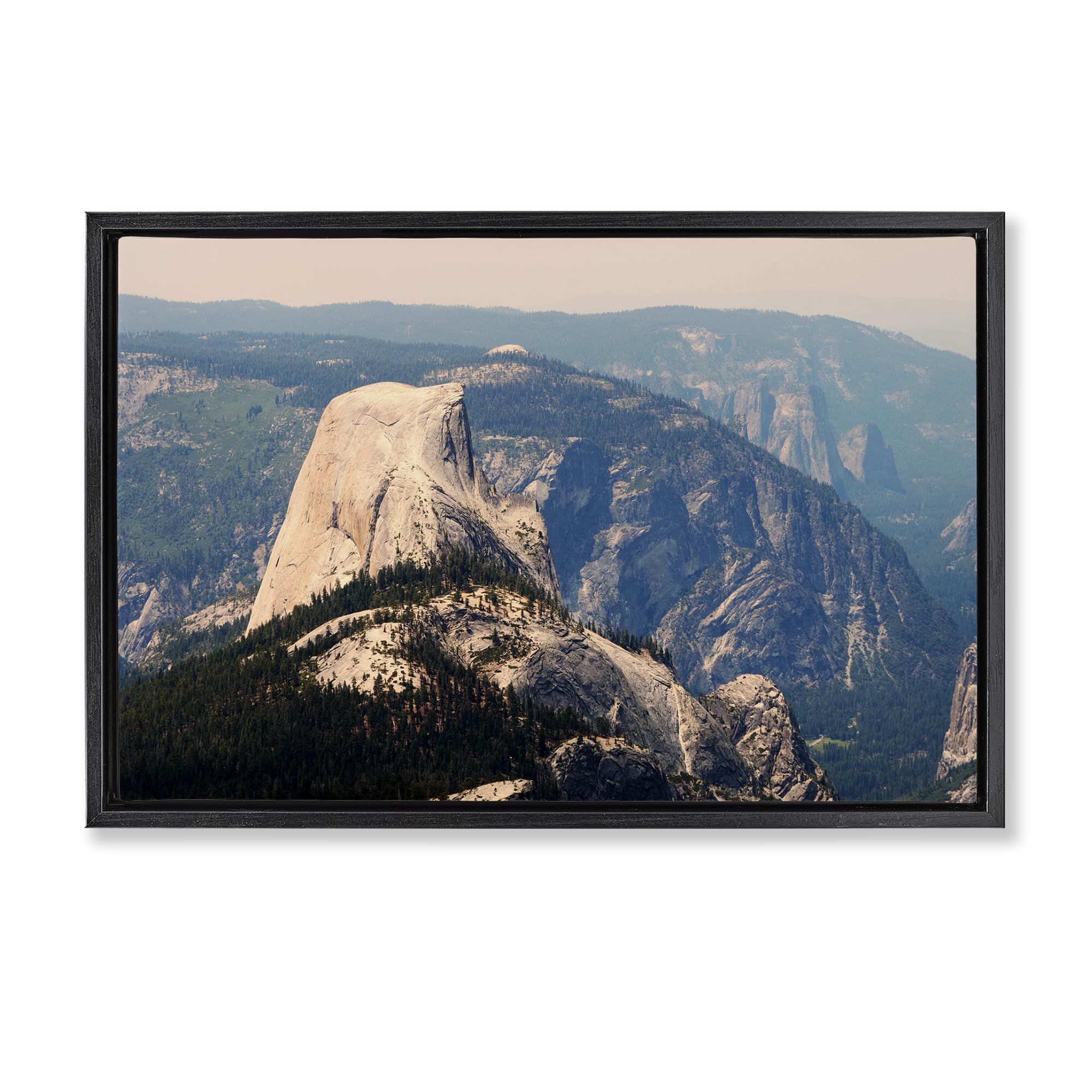 Stupell Industries Granite Monolith Over Wilderness 'Granite Monolith Above Forest', Floating Frame Canvas Art, Black, 25 X 17 Inches, Easy To Hang And Sturdy, Made In Usa, By Gemma Bardot