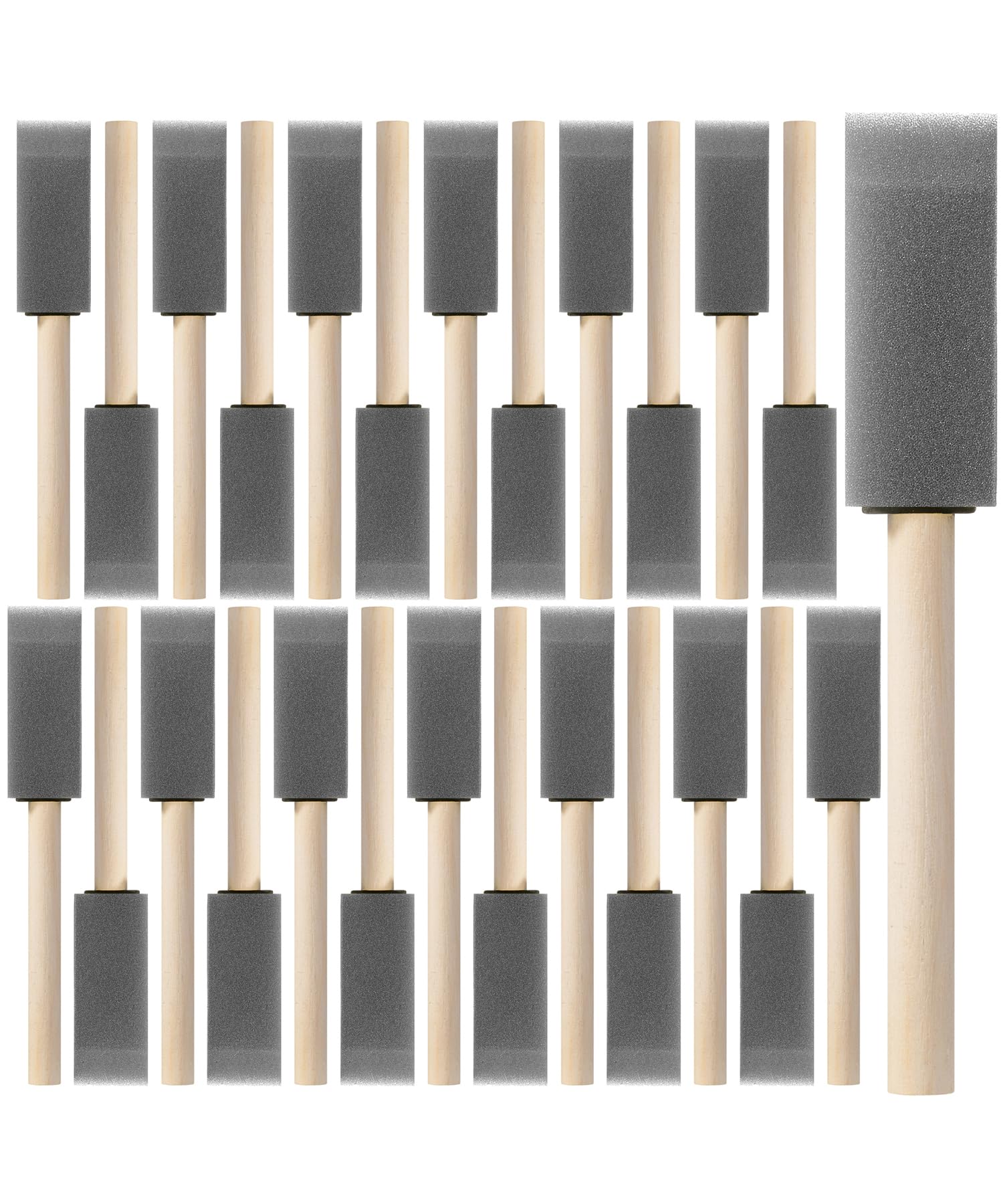Bates- Foam Paint Brushes with Wood Handle, 1 Inch, 26 Pack, Gray, Sponge Brushes for Painting, Sponge Paint Brush