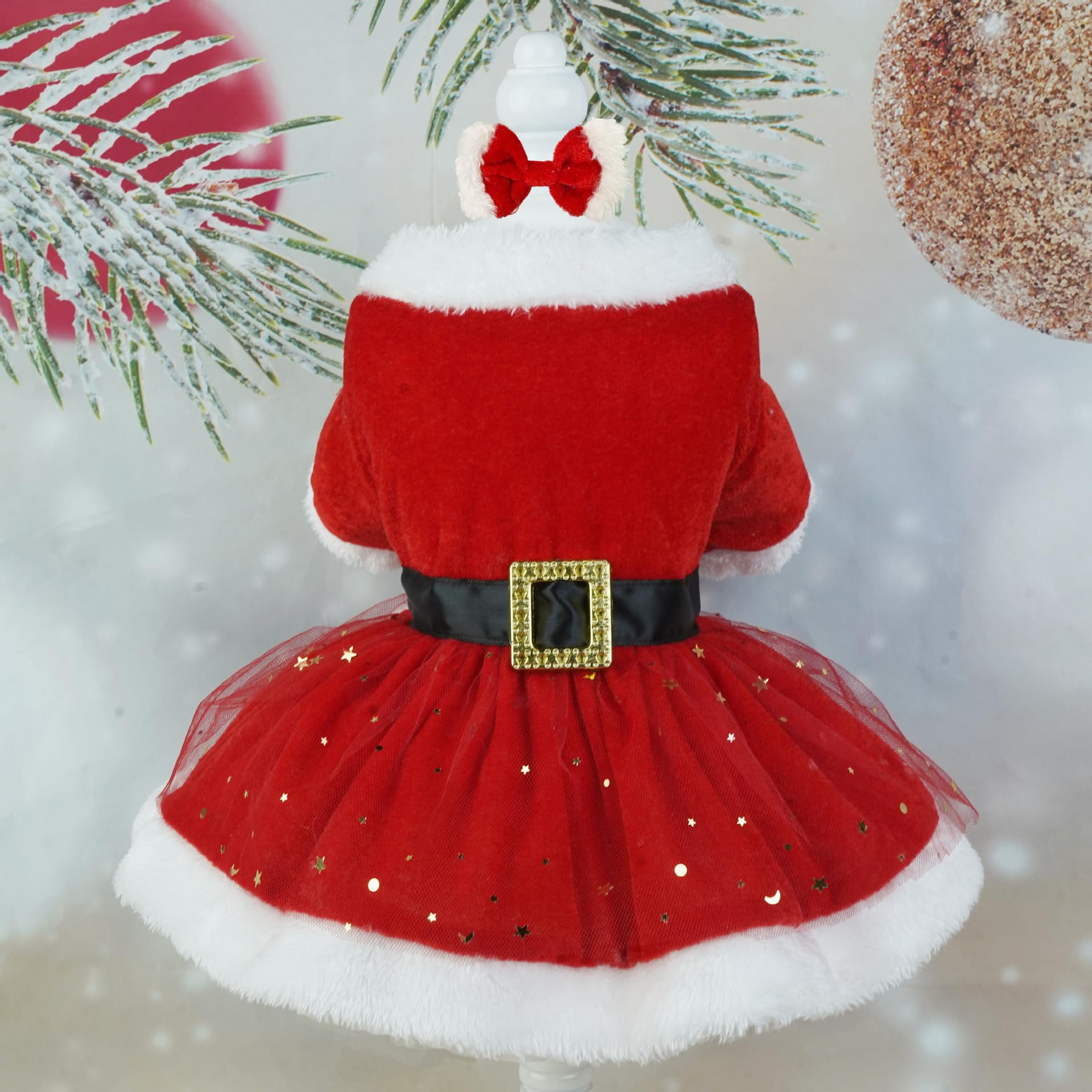 christmas pet dress Amazon.com : PIXRIY Christmas Dog Dress - Red Velvet Female Dog Girl Dress  with Hair Bow - Santa Xmas Pet Outfit