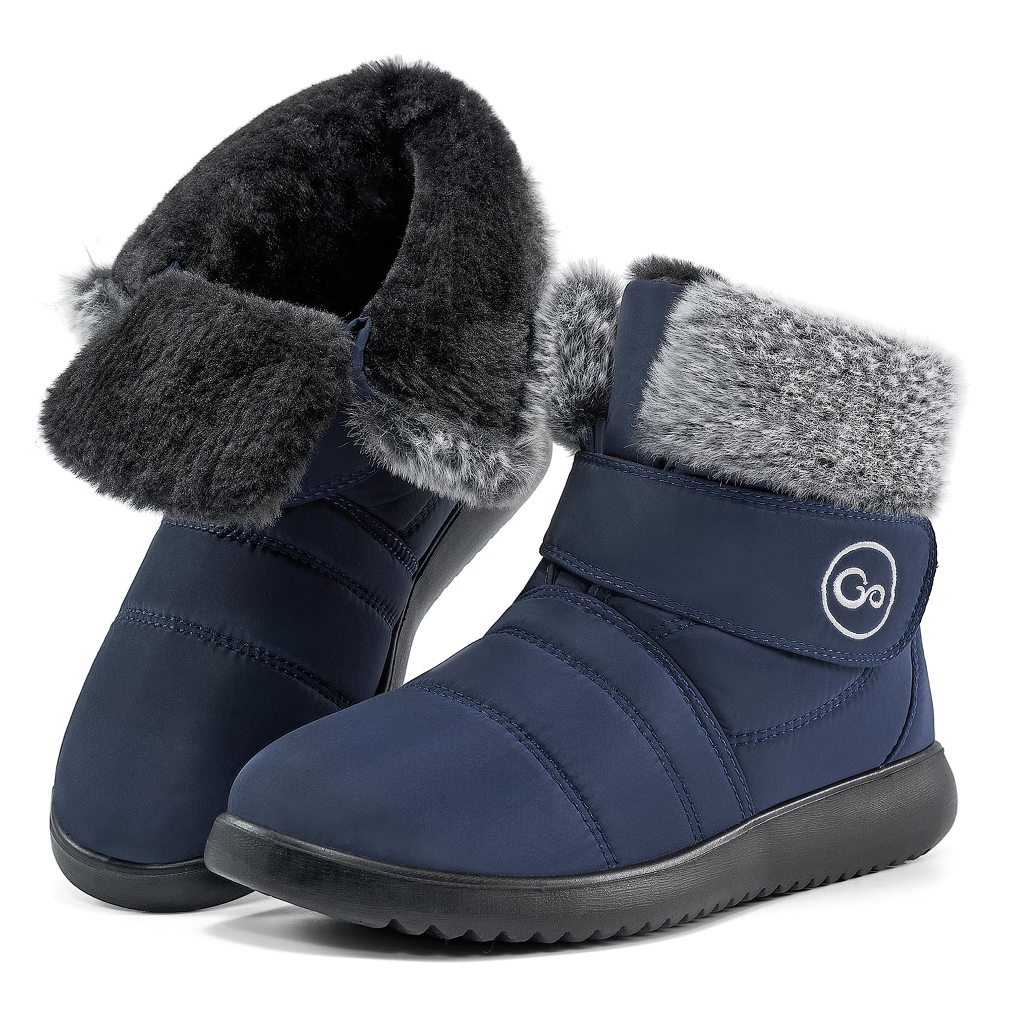 Women Snow Boots Winter Shoes With Hook Loop Comfortable Fur Lined Boots for Women Waterproof Slip On Booties Warm Anti Slip Shoes