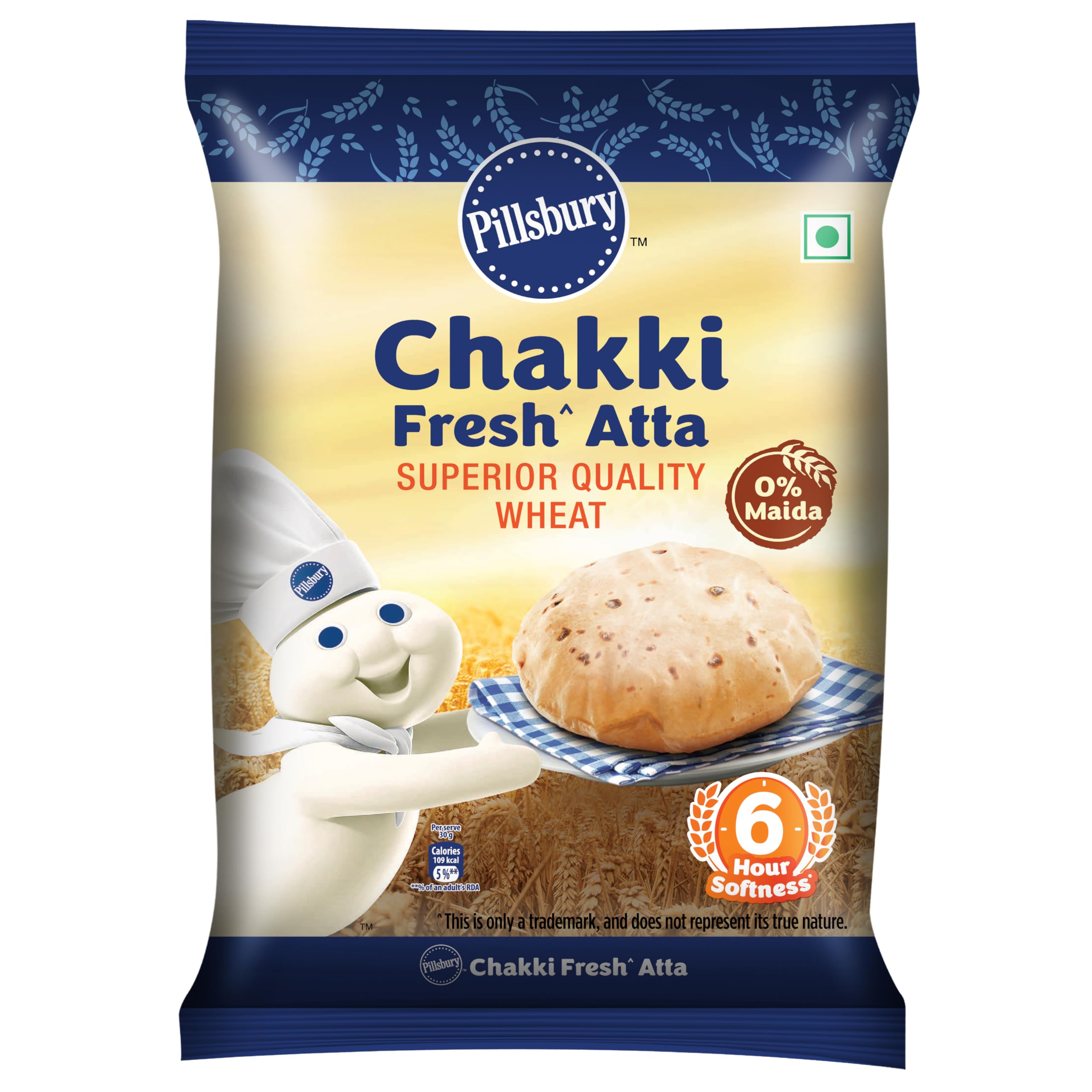 Chakki Fresh Whole Wheat Atta | 100% Wheat Atta| Upto 6 hours of Softness| 1kg