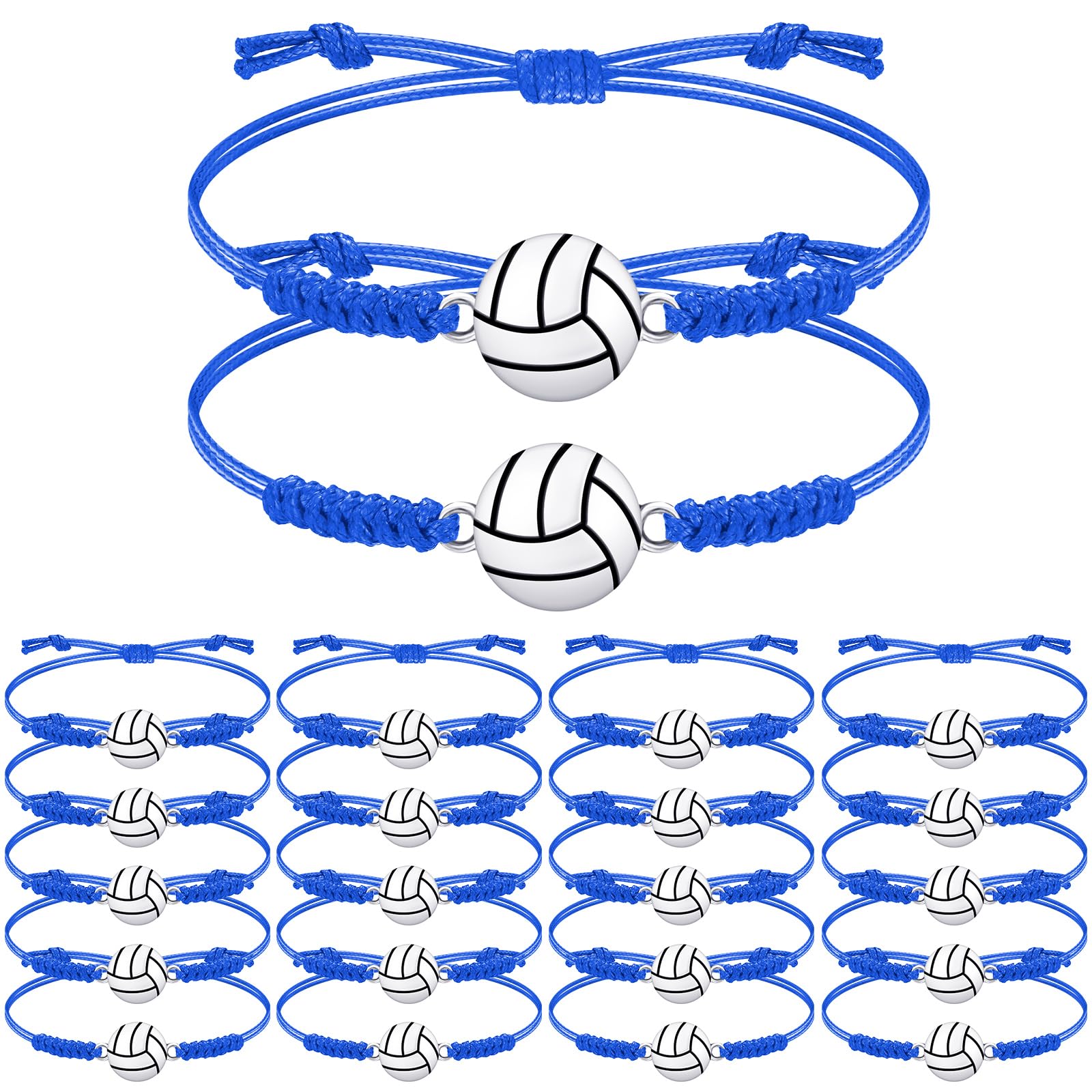 Jadive - 20 braccialetti intrecciati regolabili a forma di pallavolo, ideali come regalo per giocatori di pallavolo, ideali come souvenir per ragazze, ragazzi e ragazzi