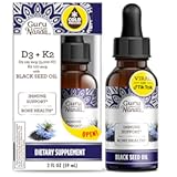 Black Seed Oil, Cold-Pressed Nigella Sativa - Rich in Vitamin D3 5000 Units, K2 & E, High Thymoquinone | Potent Antioxidant for Immune Support, Non-GMO, 2 Fl.oz