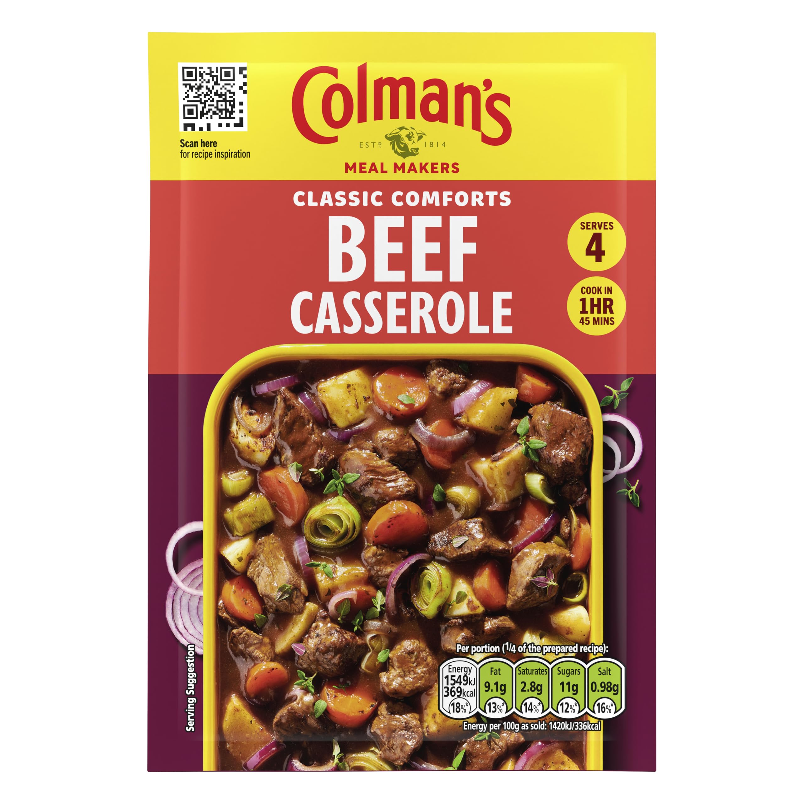 Colman's Classic Comforts Beef Casserole Meal Maker perfect with creamy mashed potato quick to prepare casserole mix 40 g
