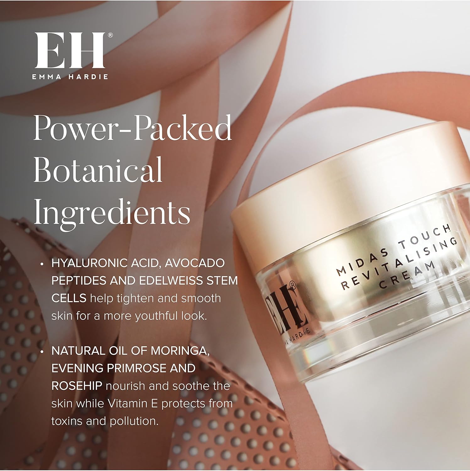 Emma Hardie 50ml Midas Touch Revitalising Face Cream with Hyaluronic Acid and Vit E, Improves Firmness & Elasticity, Increases Hydration & Tightens, Suitable for Sensitive Skin, Vegan & Cruelty Free