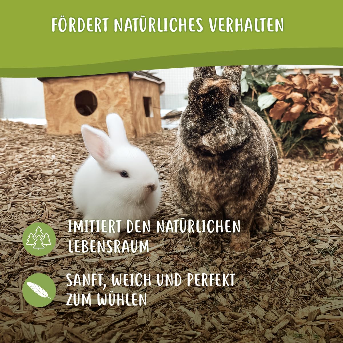 Waldboden-Einstreu 3X 60 L – natürliches Einstreu mit Tannen & Fichtennadeln – extrem saugstark & geruchsbindend – für Kaninchen, Meerschweinchen, Hühner & Nager