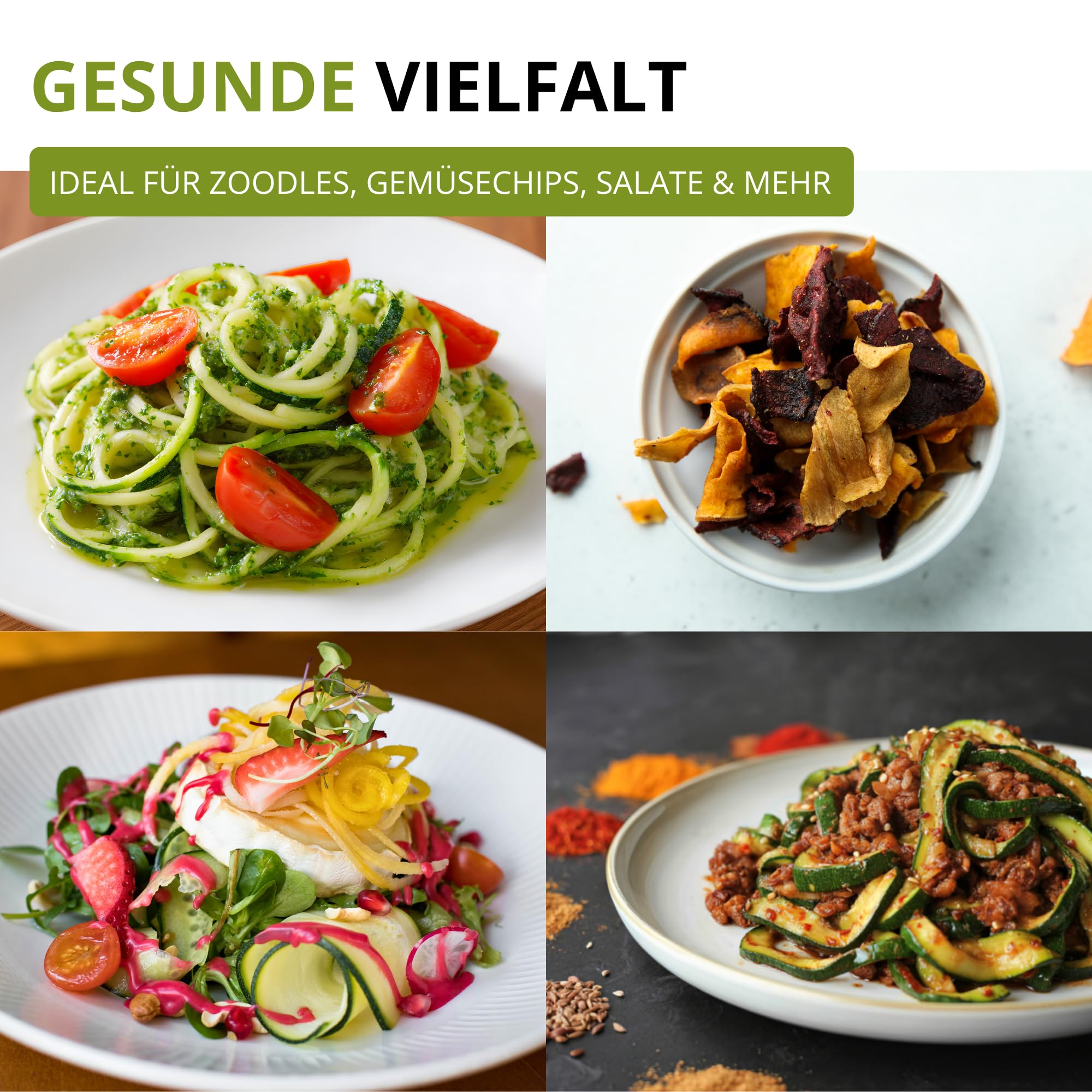 Westmark Spiralschneider im Set mit Sparschäler für Gemüsenudeln, Zoodles und Obstspiralen, Gemüseschneider mit 3 Schneideinsätzen Spiromat und Kartoffelschäler Gallant, 113322E6