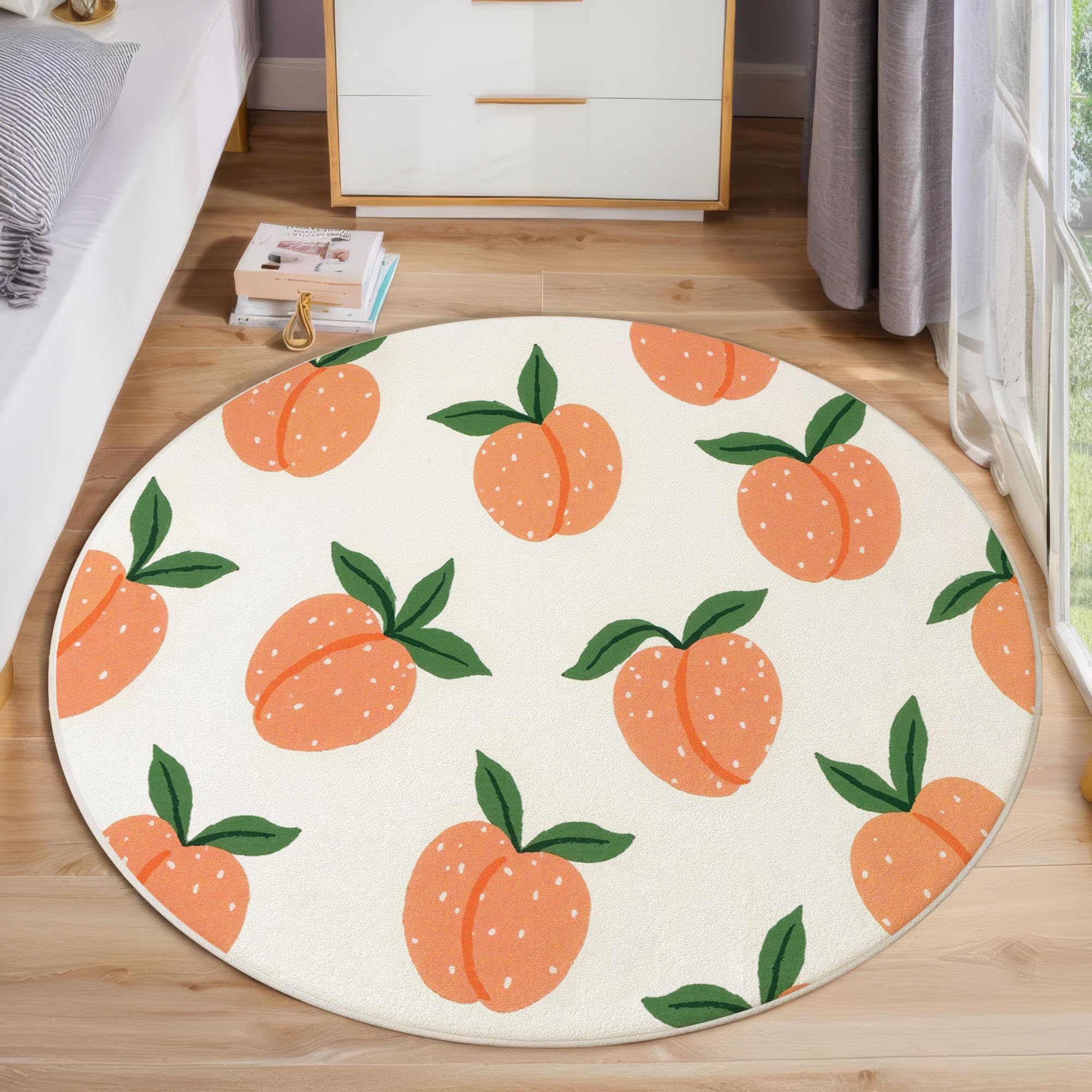 Tapis de chevet rose et blanc design fruit pour salon chaleureux