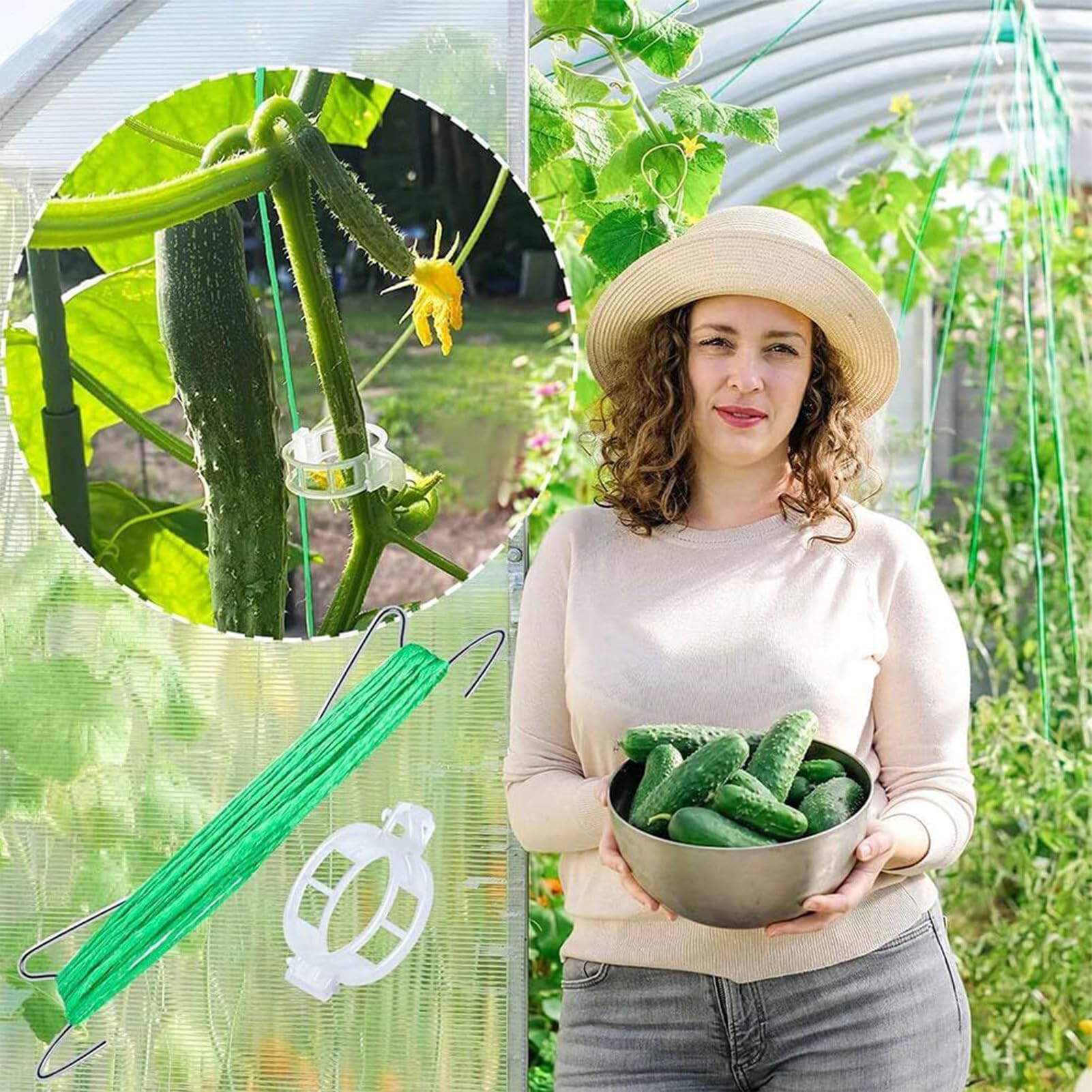 Ganci di supporto per piante rampicanti, ganci da giardino per sostenere piante rampicanti, supporto di fissaggio con 40 clip per melanzane, anguria, peperone, fiori, cetrioli