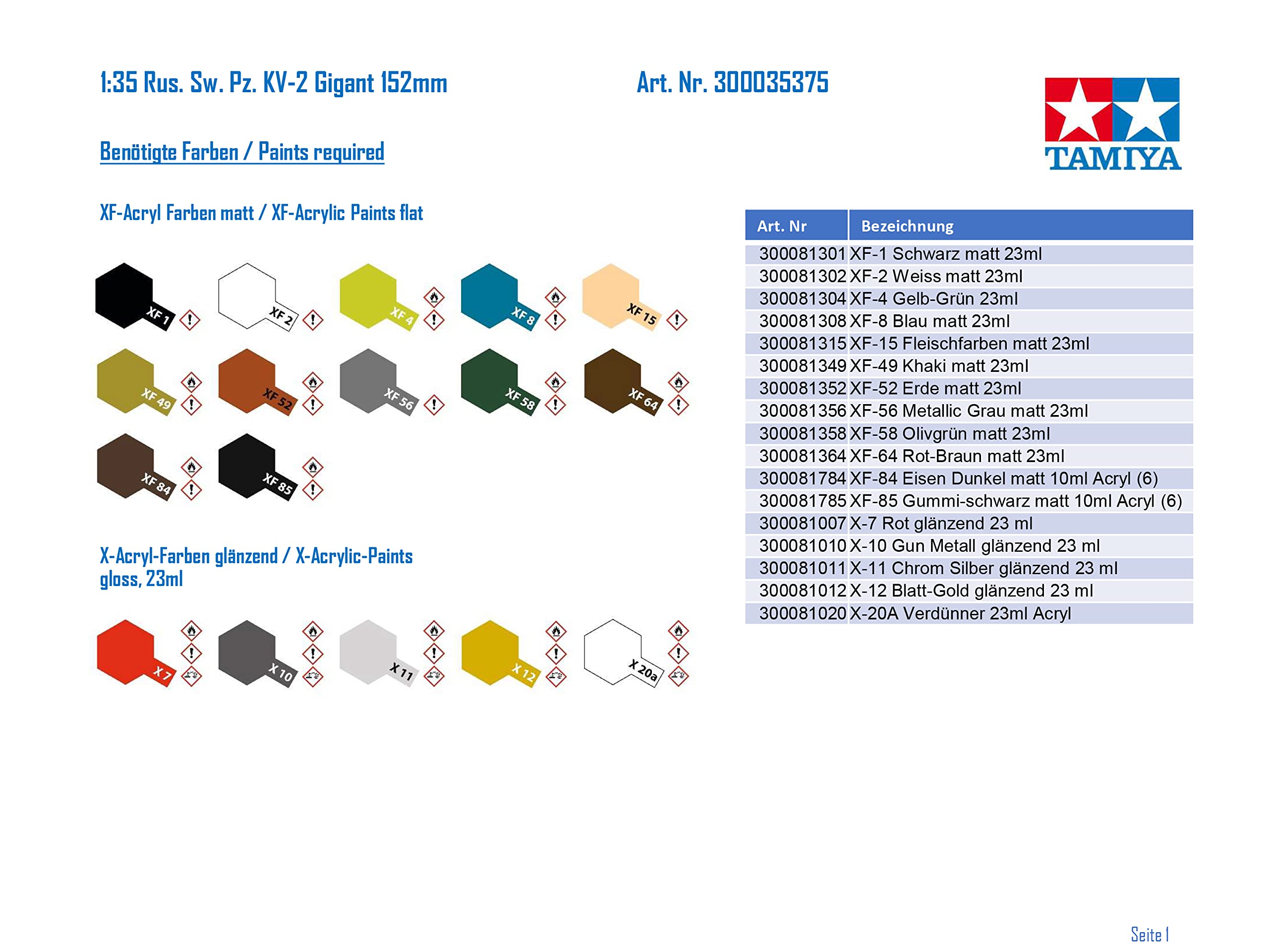 Tamiya 35375 1:35 Rus. Sw. Pz. KV-2 Gigant 152mm - originalgetreue Nachbildung, Modellbau, Plastik Bausatz, Basteln, Hobby, Kleben, Modellbausatz, Zusammenbauen, unlackiert