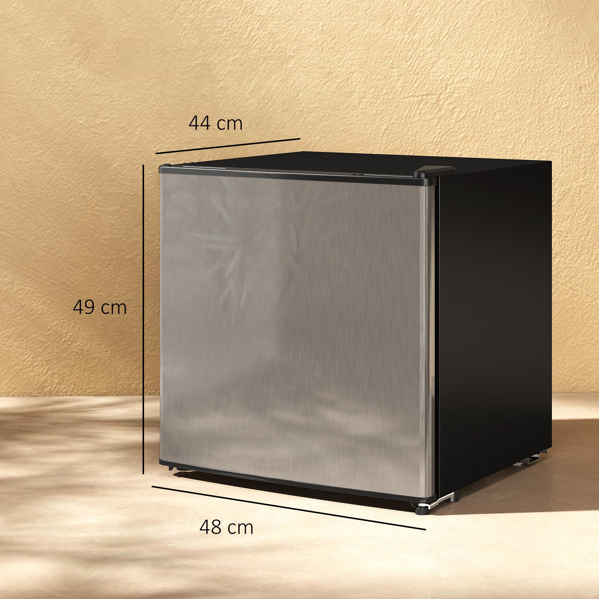 HOMCOM Réfrigérateur congélateur 46 L, mini frigo 41,5L+4,5L, silencieux, porte réversible, argenté