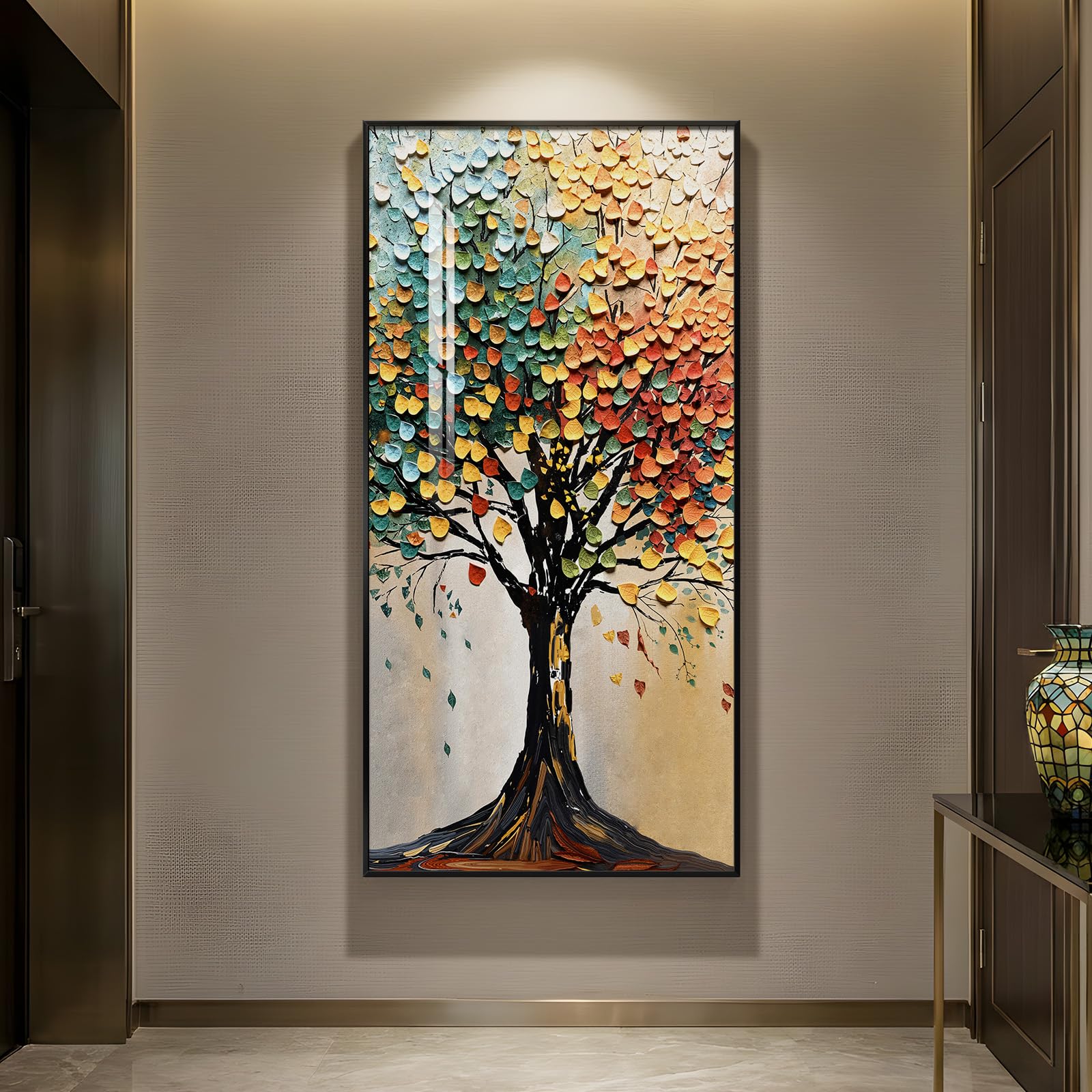 Amazon.com: Large Framed Vertical Tree of Life Wall Art for Living
