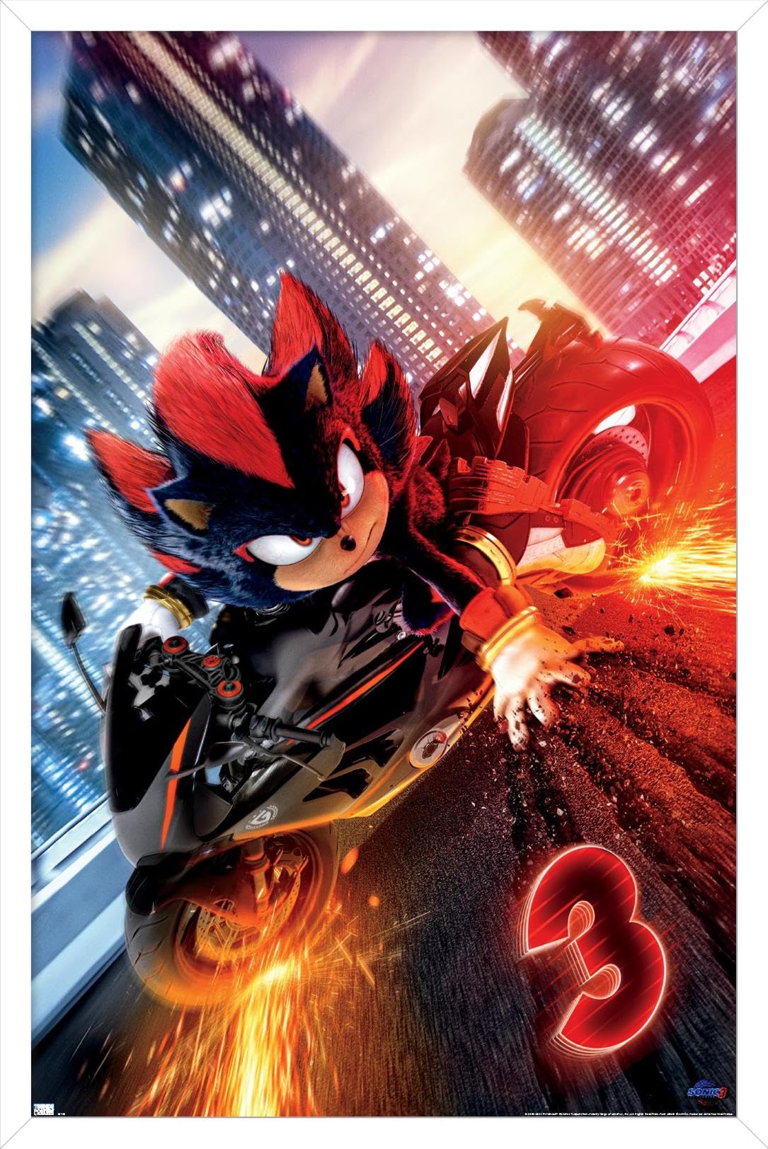 Poster Shadow Sonic 3 encadré blanc idée cadeau idéale pour fan de l'univers de jeu vidéo Sega