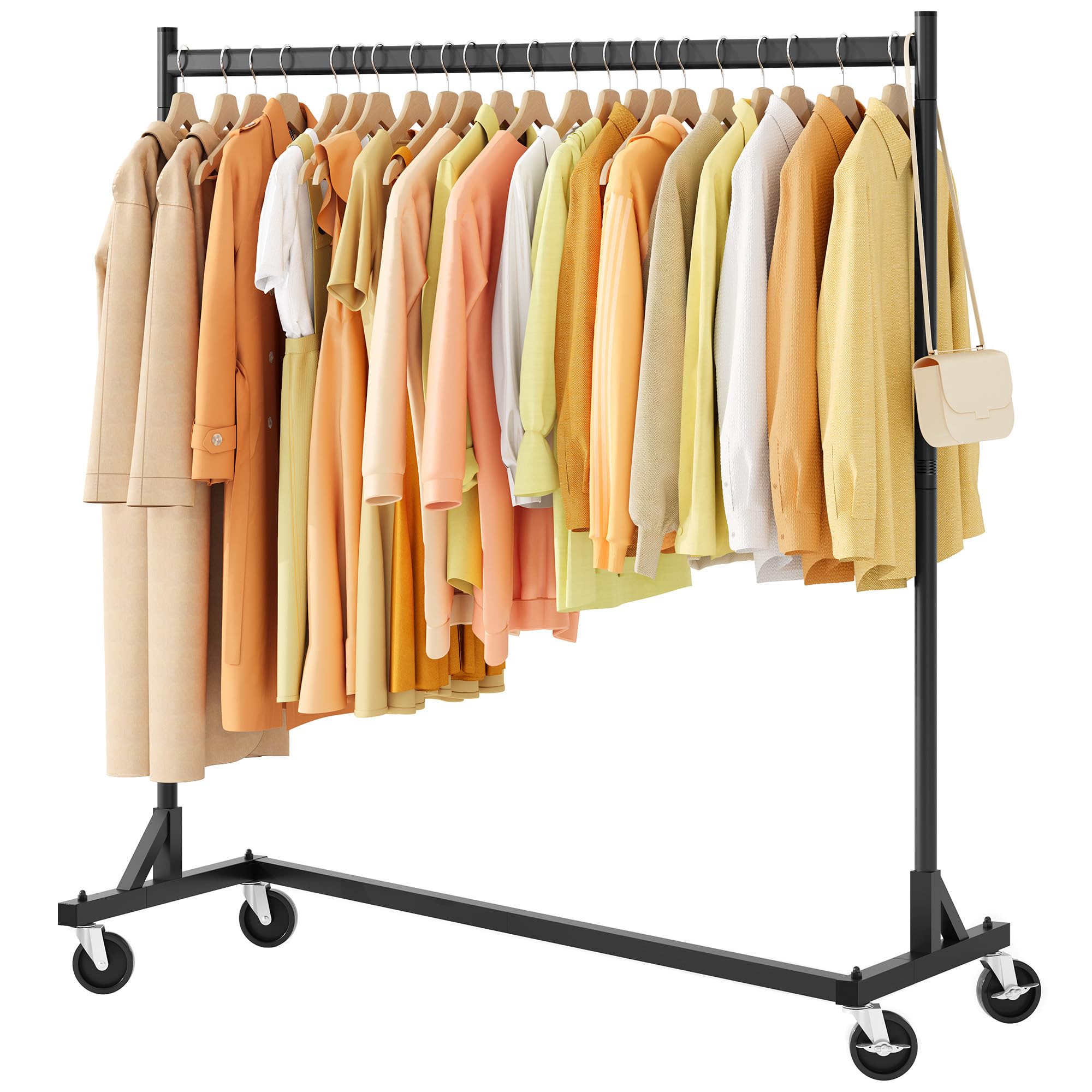 Hoctieon Z Rack, Rolling Clothes Racks with Z-Base, Heavy Duty Garment Rack, Clothing Racks for Hanging Clothes, Sturdy Metal Hanging Holder, Clothes Organizer Rack, Black