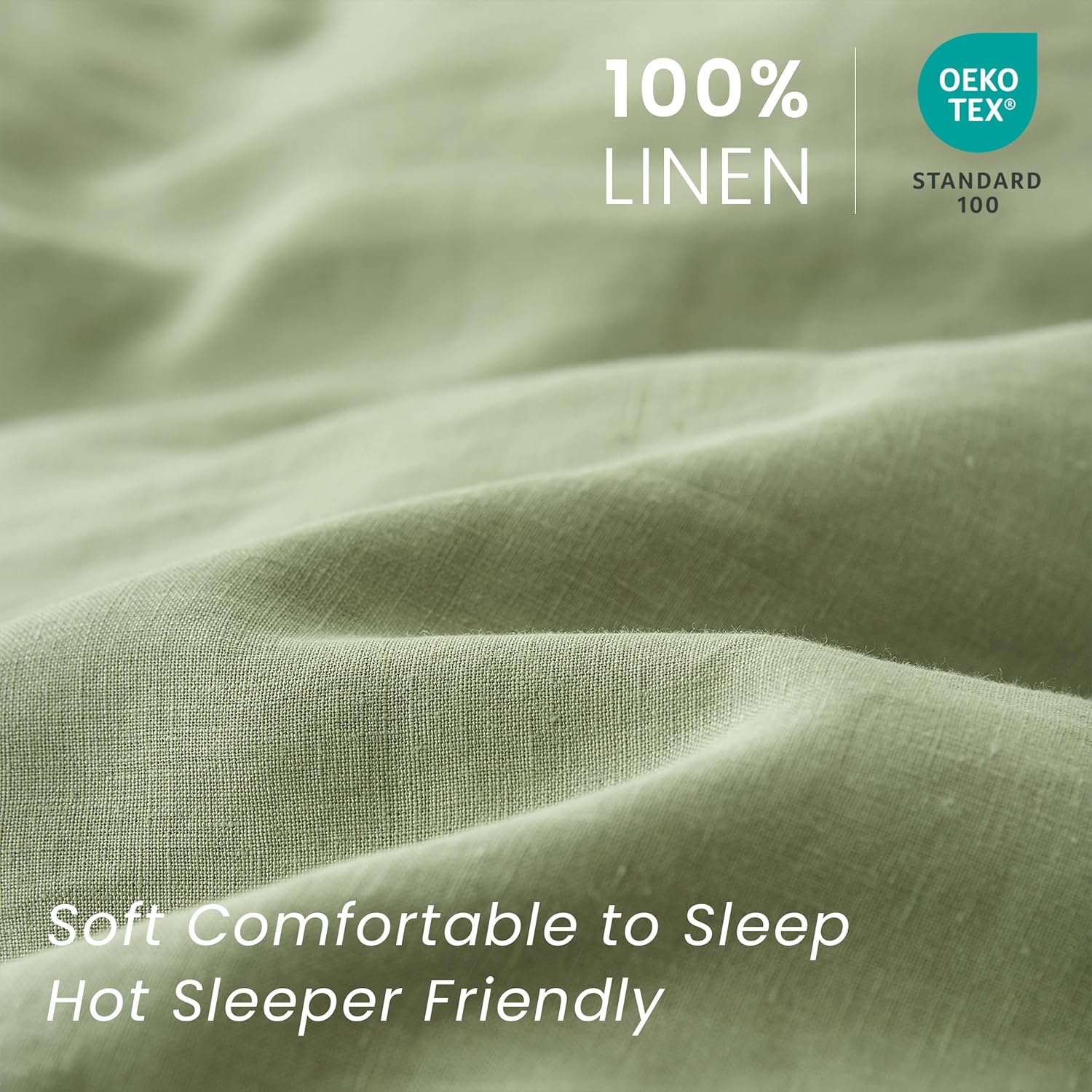 100% French Linen Pillow Shams Basic Style - Pack of 2 - Washed Solid Color Natural Flax Soft Breathable - Sage Green, 20'' x 26'' - Image 4