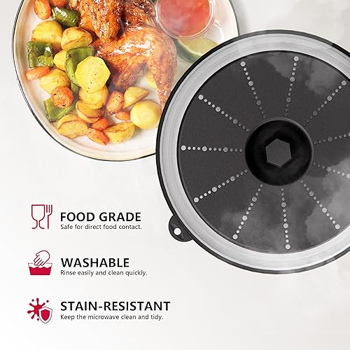 Miniatura 3 de WVM Cubierta para salpicaduras de microondas ventilada para alimentos con agujero de gancho, protector de salpicaduras y colador de cocina para