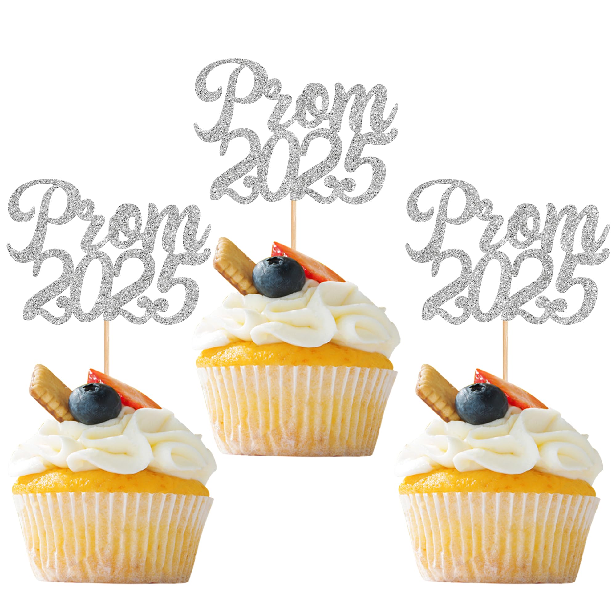 Xsstarmi 24 Pack Prom 2026 Cupcake Toppers Glitter Diploma Done Graduation Cupcake Picks Class of 2026 Cake Decorations for 2026 College Graduation Prom Party Supplies Silver