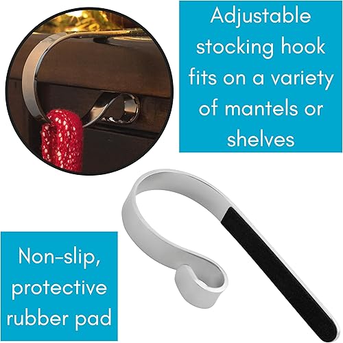 Miniatura 7 de BIRDROCK HOME Paquete de 4 ganchos de Navidad para mantel de calcetines  Soporte  Decoración de chimenea  Percha de metal para medias  Soporte de