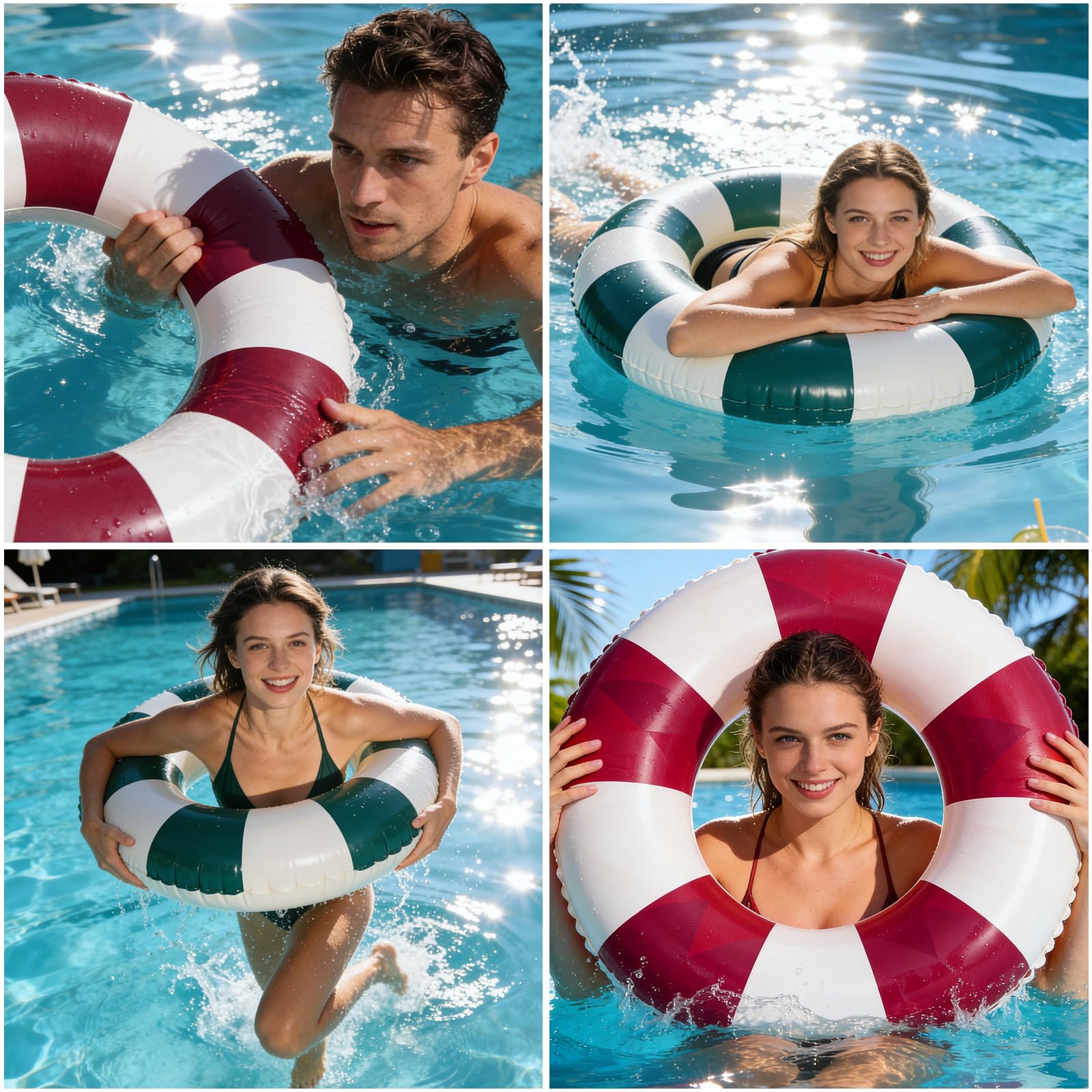 Inflatable Swimming Ring, Inflatable Pool Floats for Adults Durable Rubber Swimming Pool Tube - Image 6