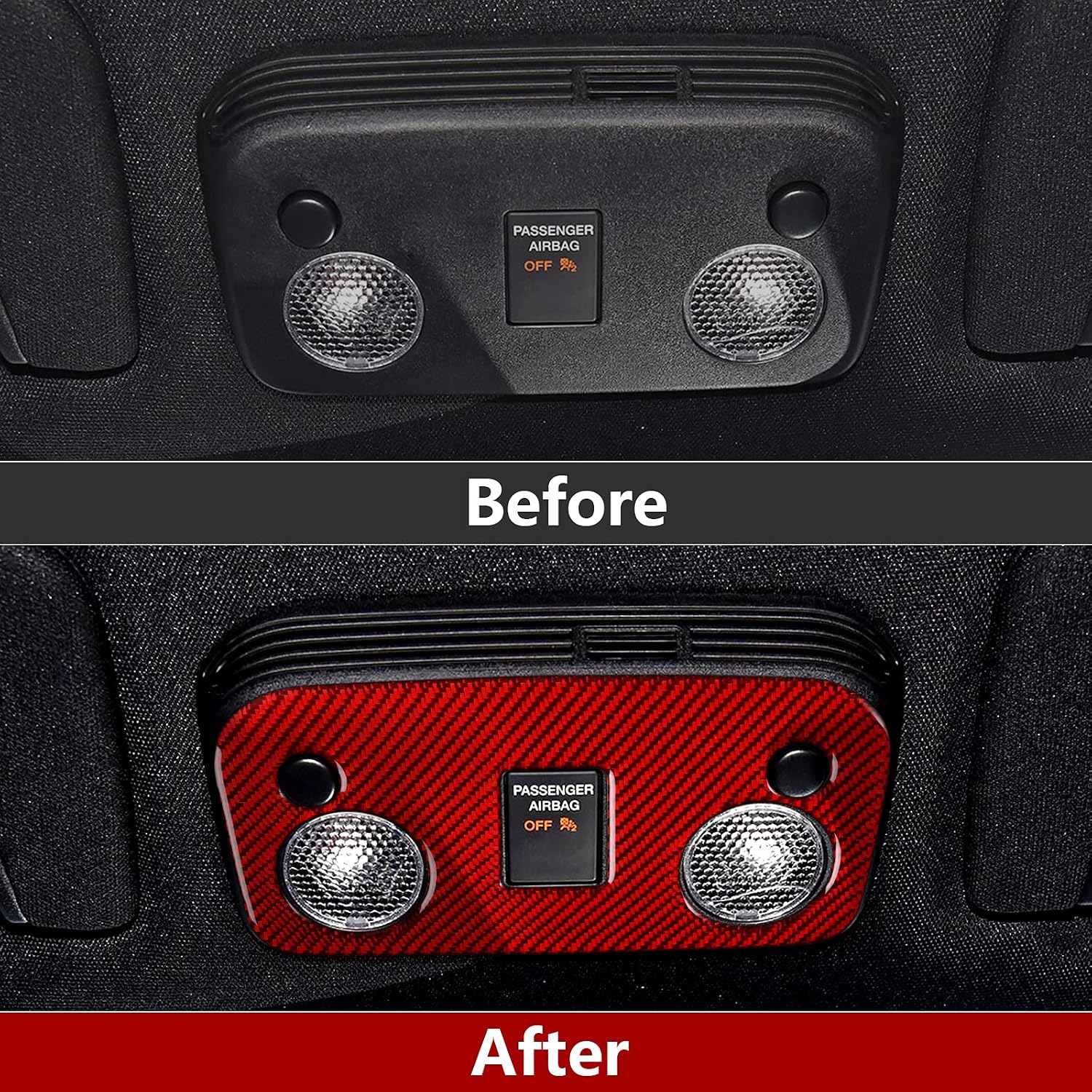 Car Reading Light Control Panel Sticker Carbon Fiber Decal Accessories for Ford Mustang 2015 2016 2017 2018 2019 2020 2021 2022 2023