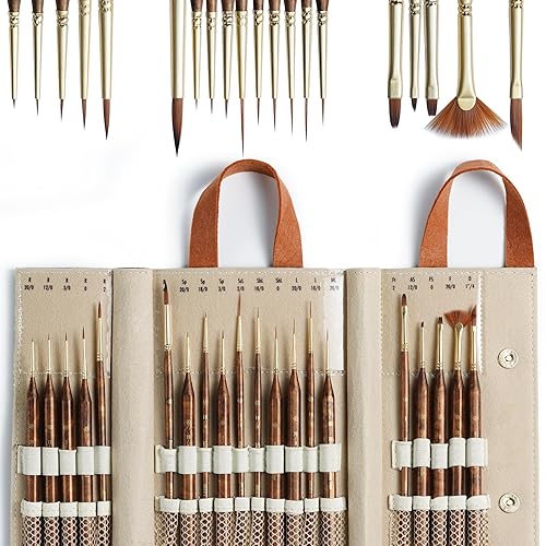 Artify Extreme Detail Paint Brushes, Miniature Paint Brushes for Models, 20pcs Mini Small Paint Brushes for Painting with a Handbag, Ultra Fine Miniature Brushes for Fine Detailing - 20 PCS