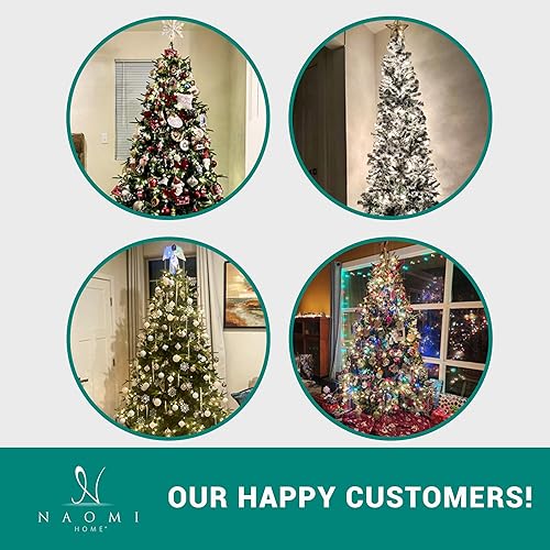 Miniatura 9 de Camden Árbol de Navidad artificial preiluminado de 7.5 pies con pedal de pie, 2755 puntas de rama, 600 luces cálidas y soporte de metal, árbol de