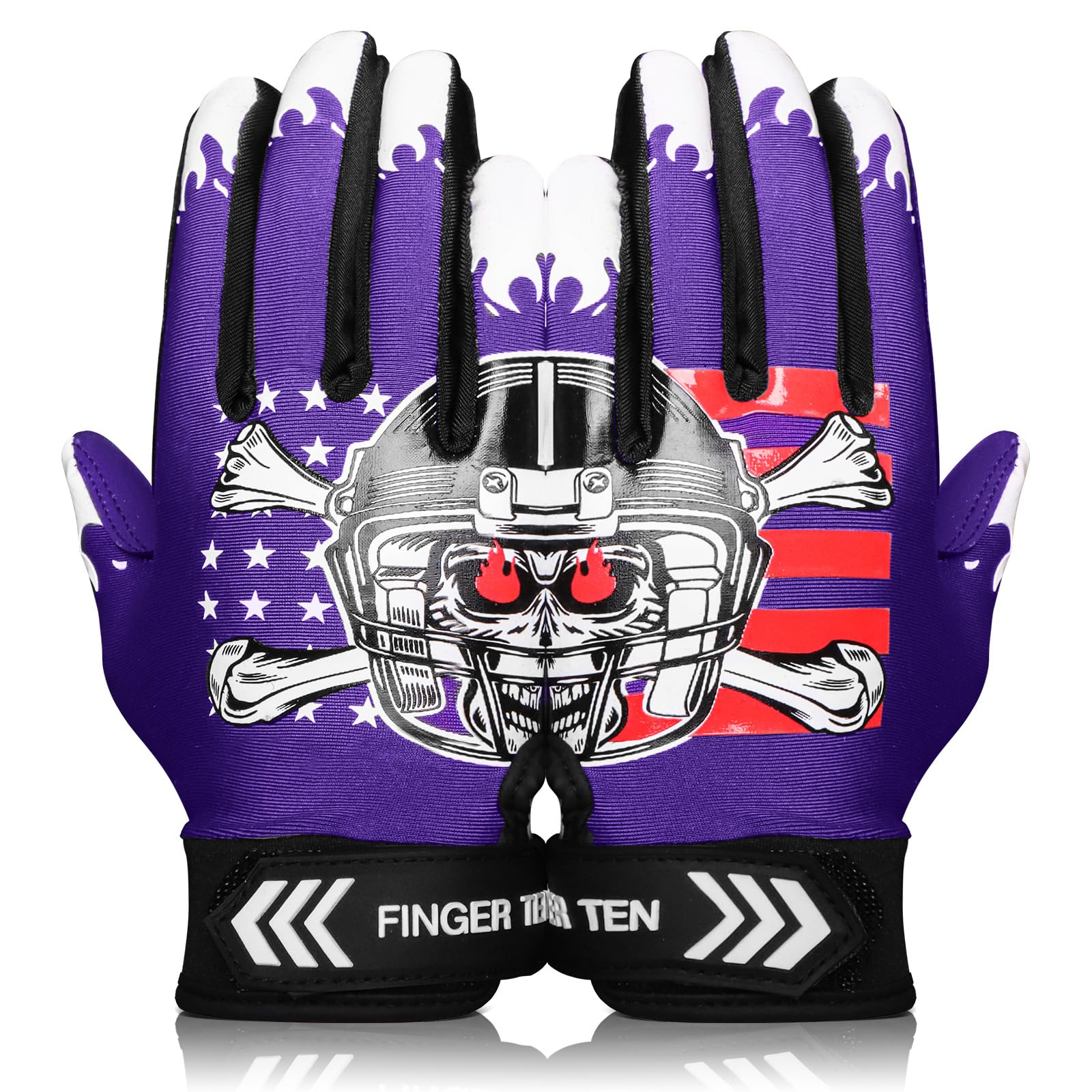 FINGER TEN Gants de football américain ultra adhérents antidérapants pour garçons et filles, protection extensible, étanche, ajustement professionnel, pour enfants de 5 à 14 ans
