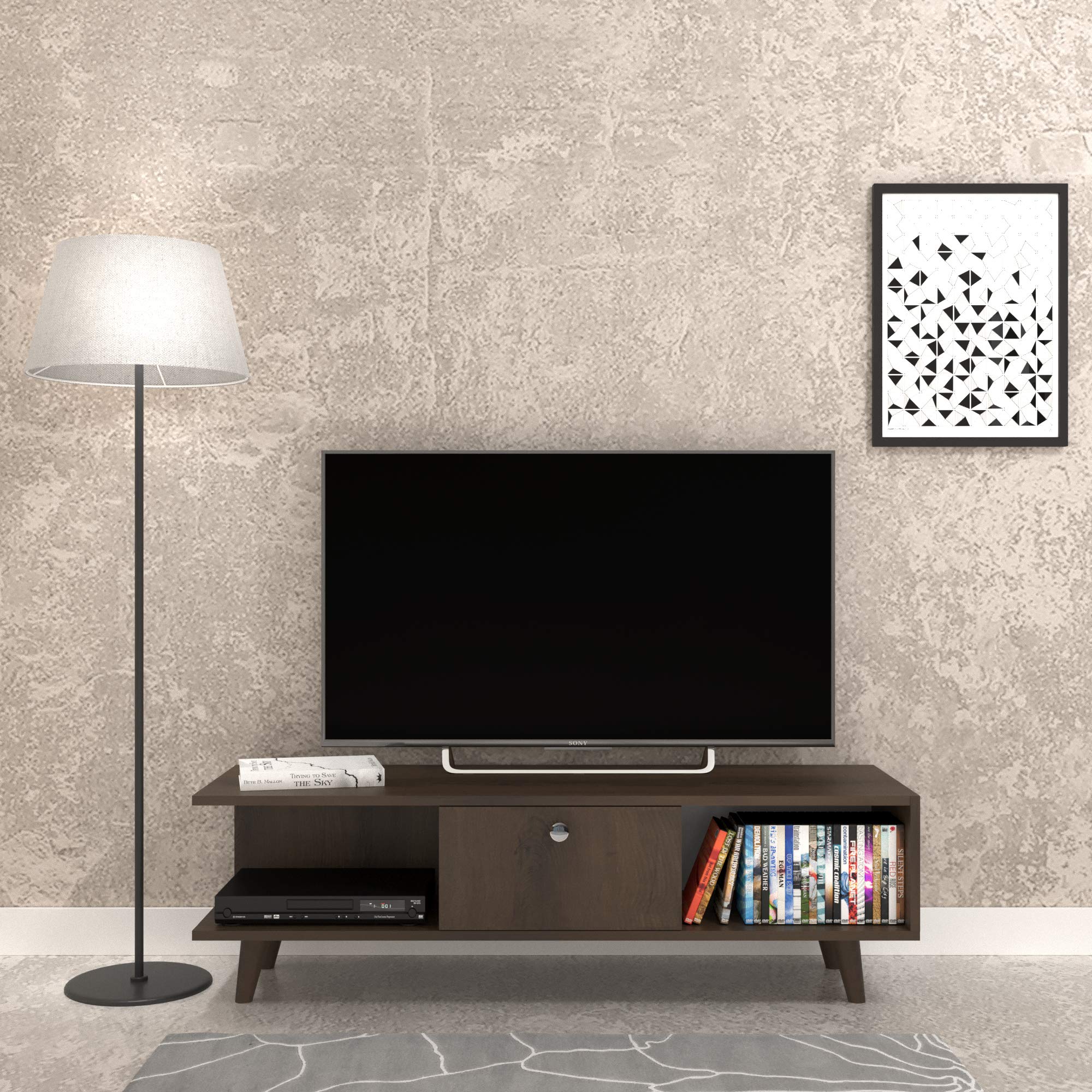 Aparador de television Homemania FLY170005 acabado roble de diseño escandinavo lineal