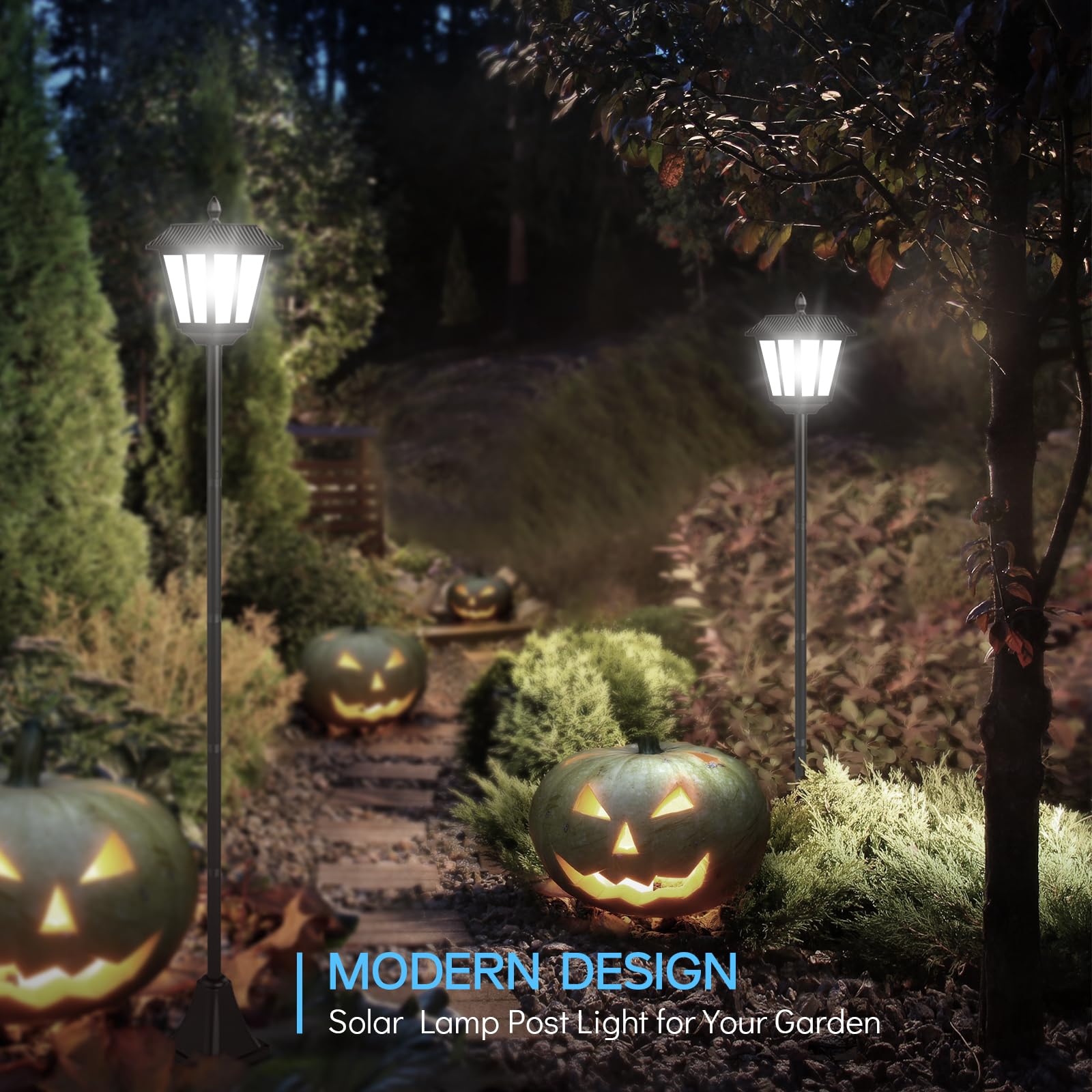 Lámpara Solar LED de Exterior 180 cm con Estaca Farol Solar de Jardín Impermeable, Lámpara Solar de Pie para Senderos Terraza Balcón Luz Blanca (1 Pieza)