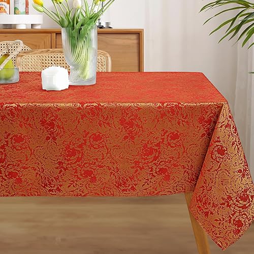 Mantel rectangular de jacquard sin arrugas, mantel de tela para cocina, comedor, boda, banquetes, fiestas, decoración, interior y exterior (60 x 84