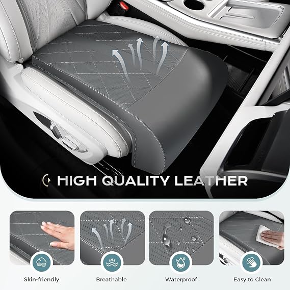 Coverado Car Seat Leg Extension Support Pad, Waterproof Leather Leg Extender Cushion for Car Seats Office Chairs, Universal Car Seat Cushions Fit for Most Vehicles (Gray)